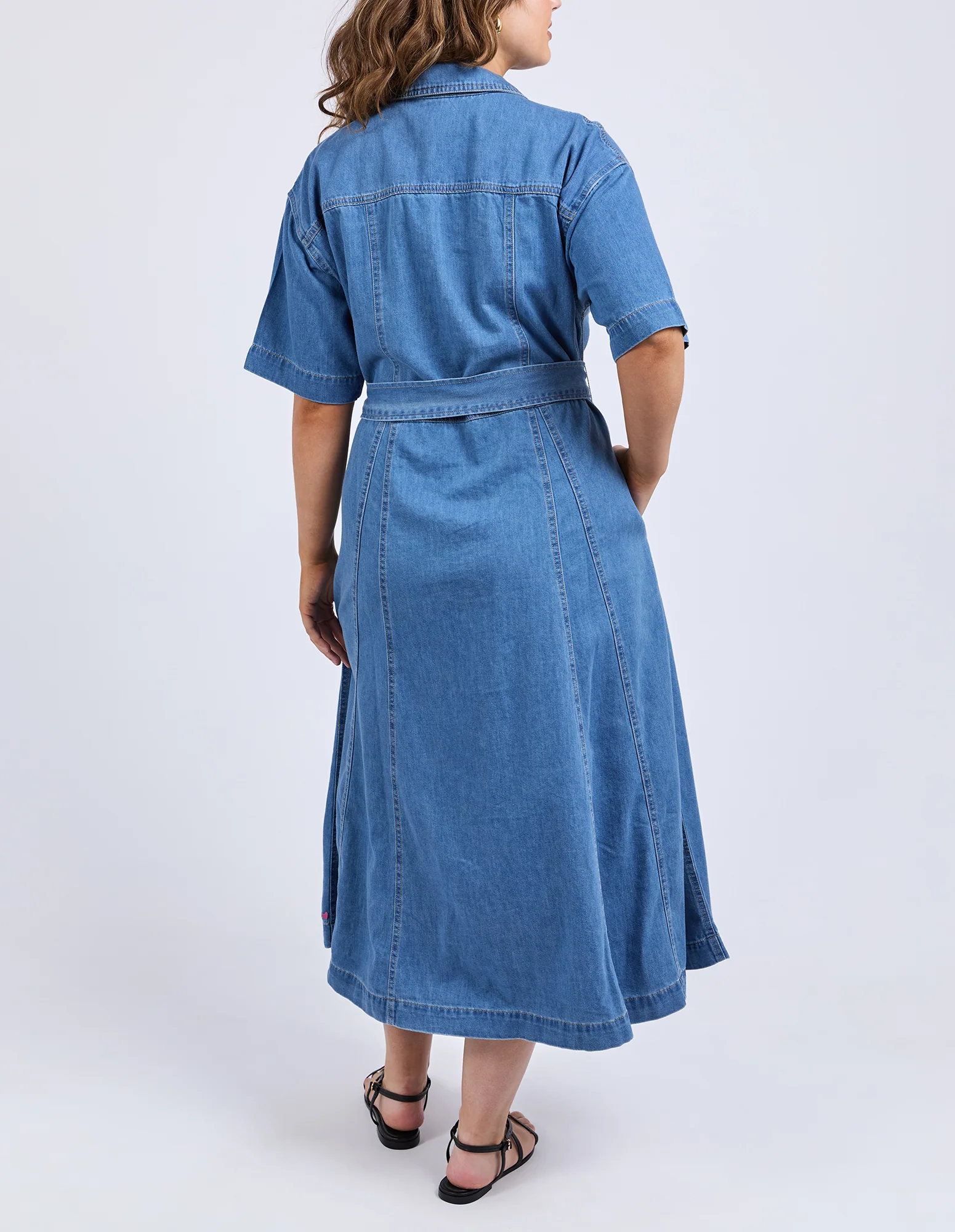 River Denim Dress Mid Blue Wash - Image 11