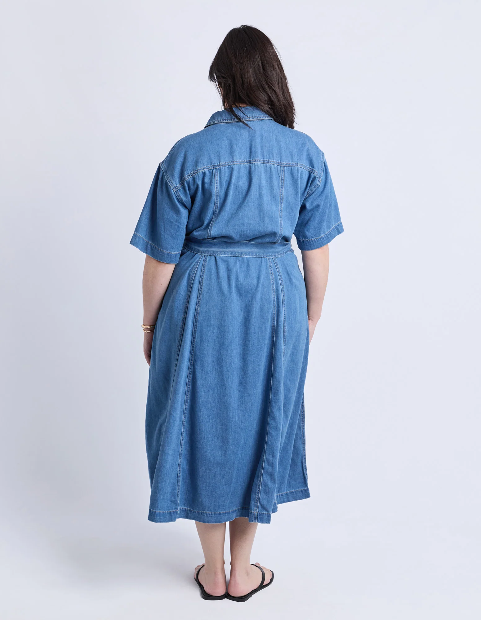 River Denim Dress Mid Blue Wash - Image 4