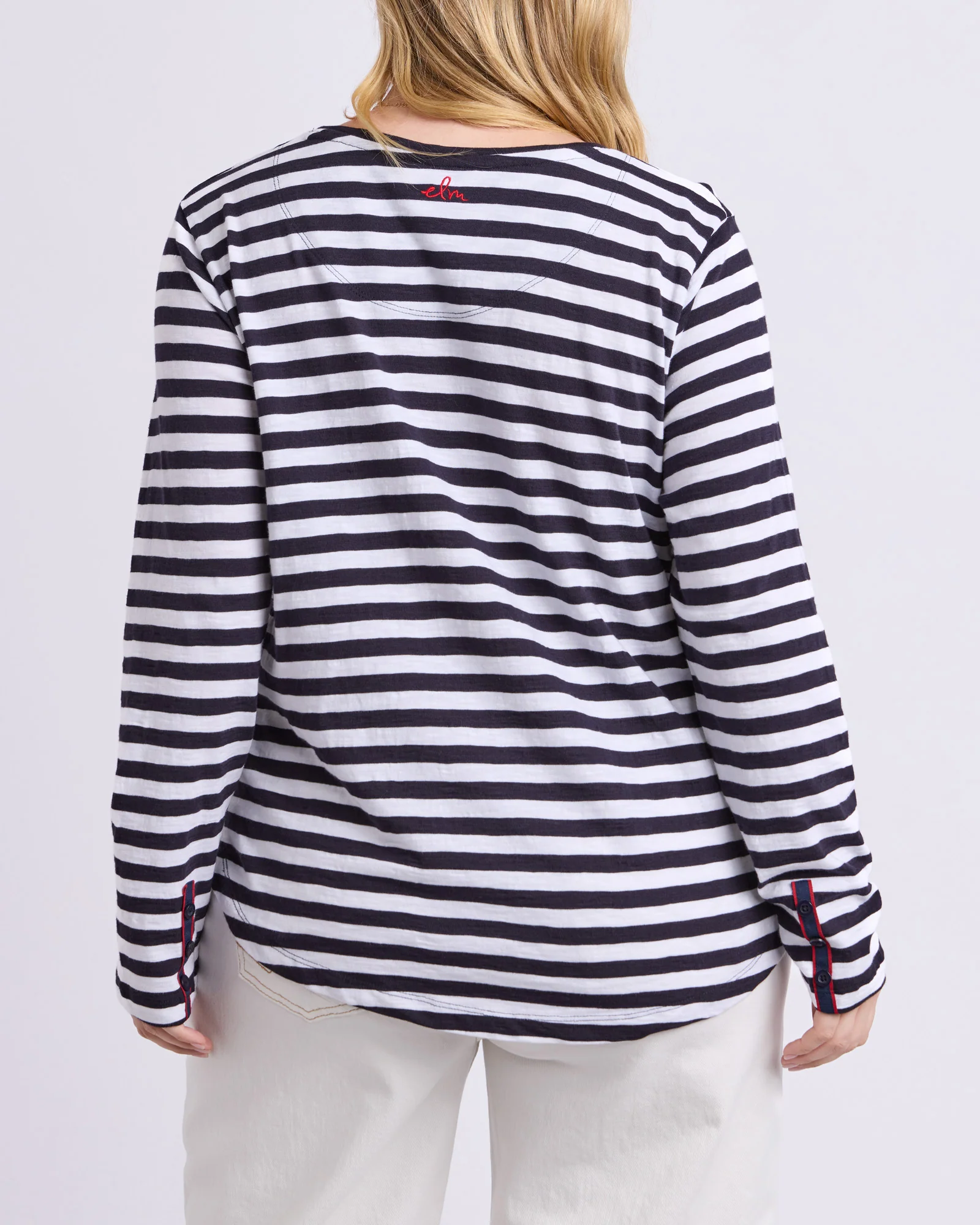 Riviera Long Sleeve Tee Navy & White Stripe - Image 4