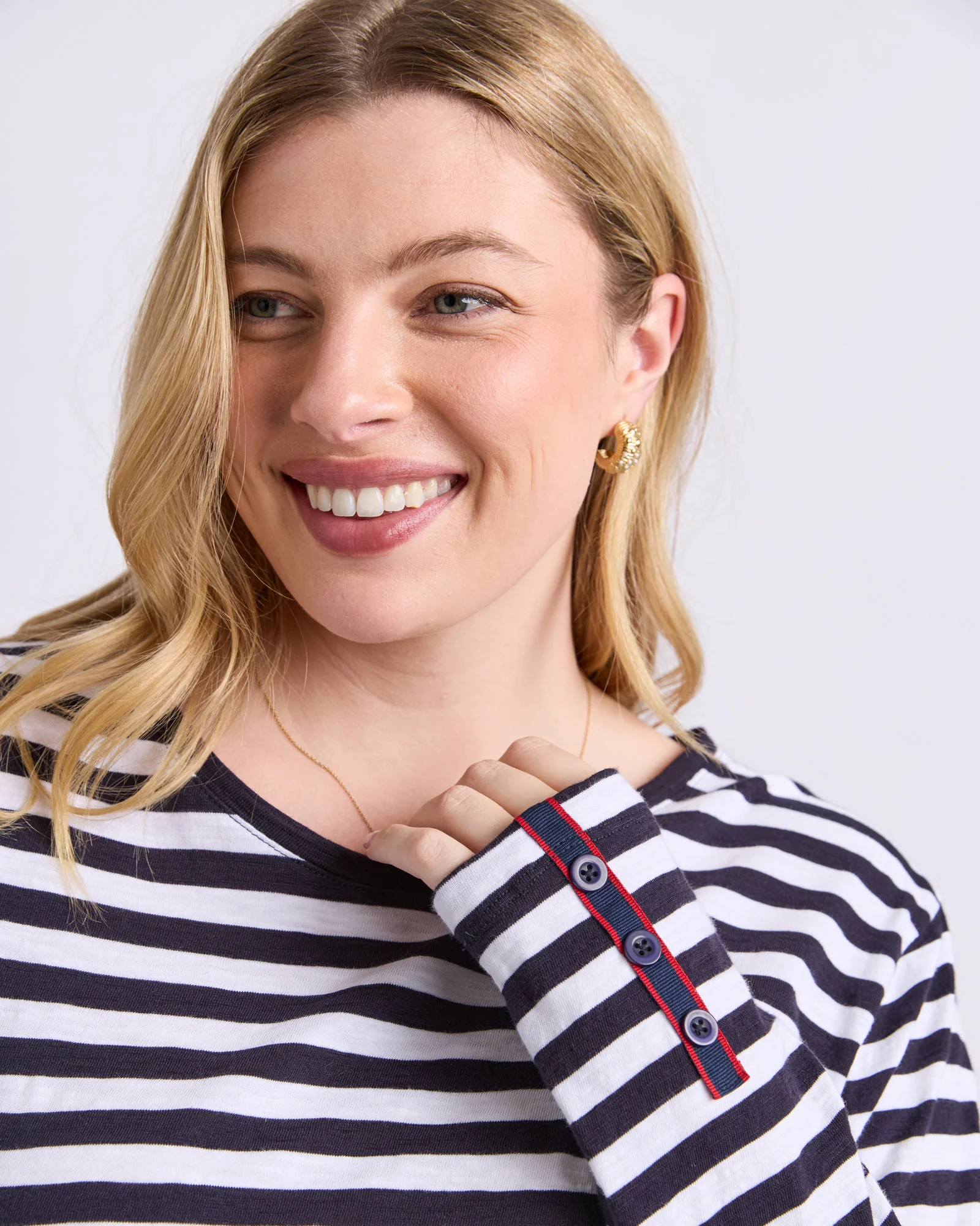 Riviera Long Sleeve Tee Navy & White Stripe - Image 6