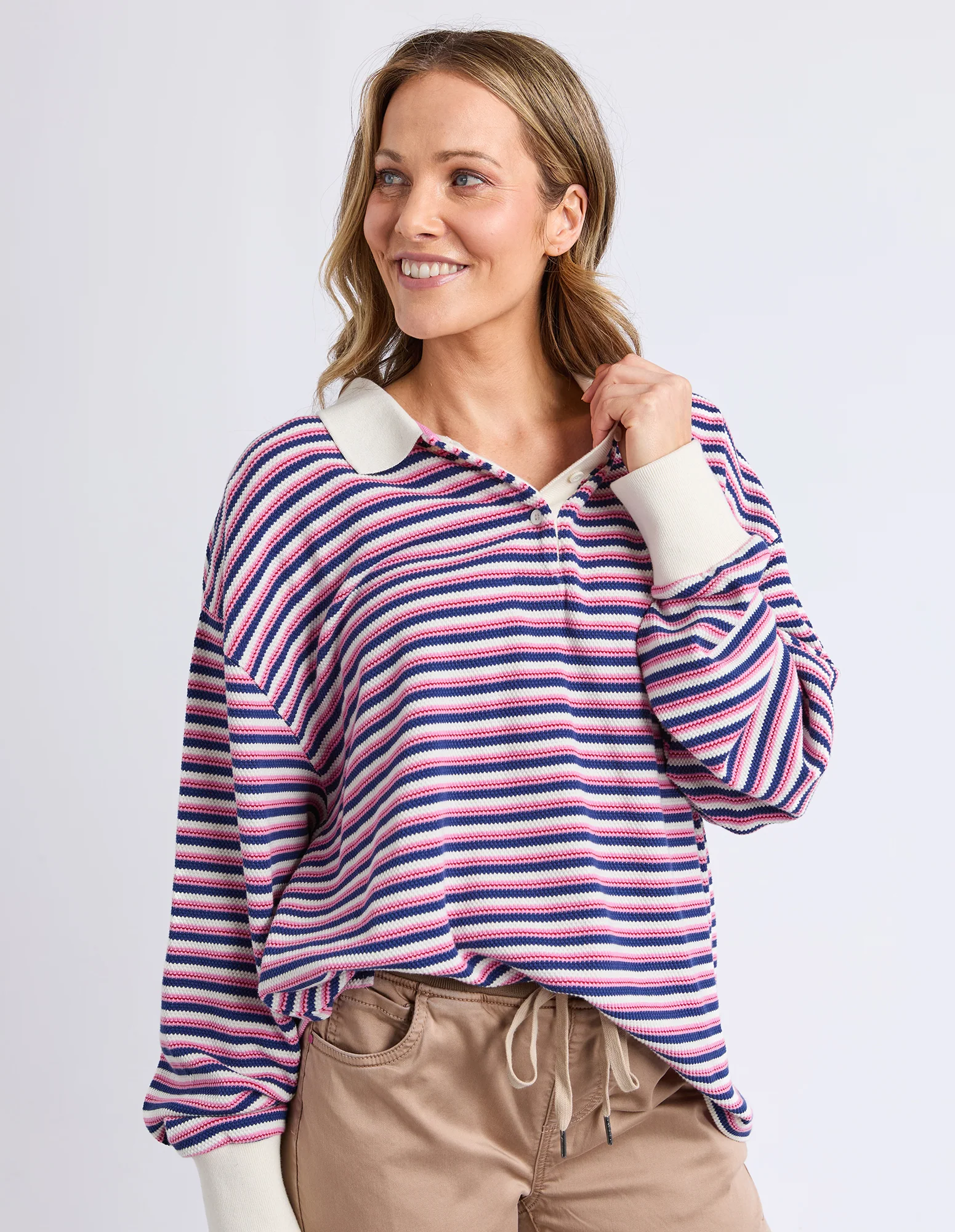 Riviera Polo Sweater Navy & Red Stripe - Image 4