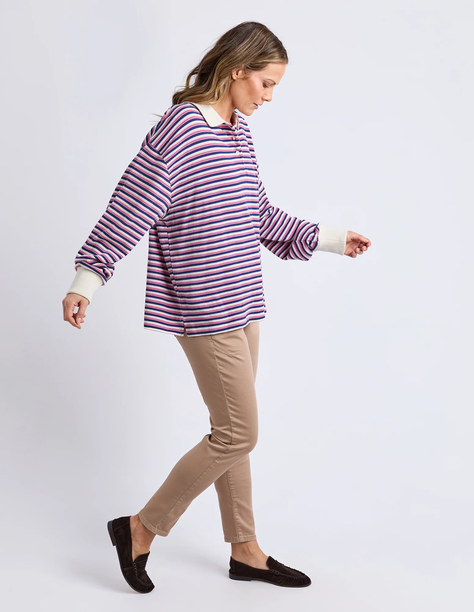 Riviera Polo Sweater Navy & Red Stripe - Image 6