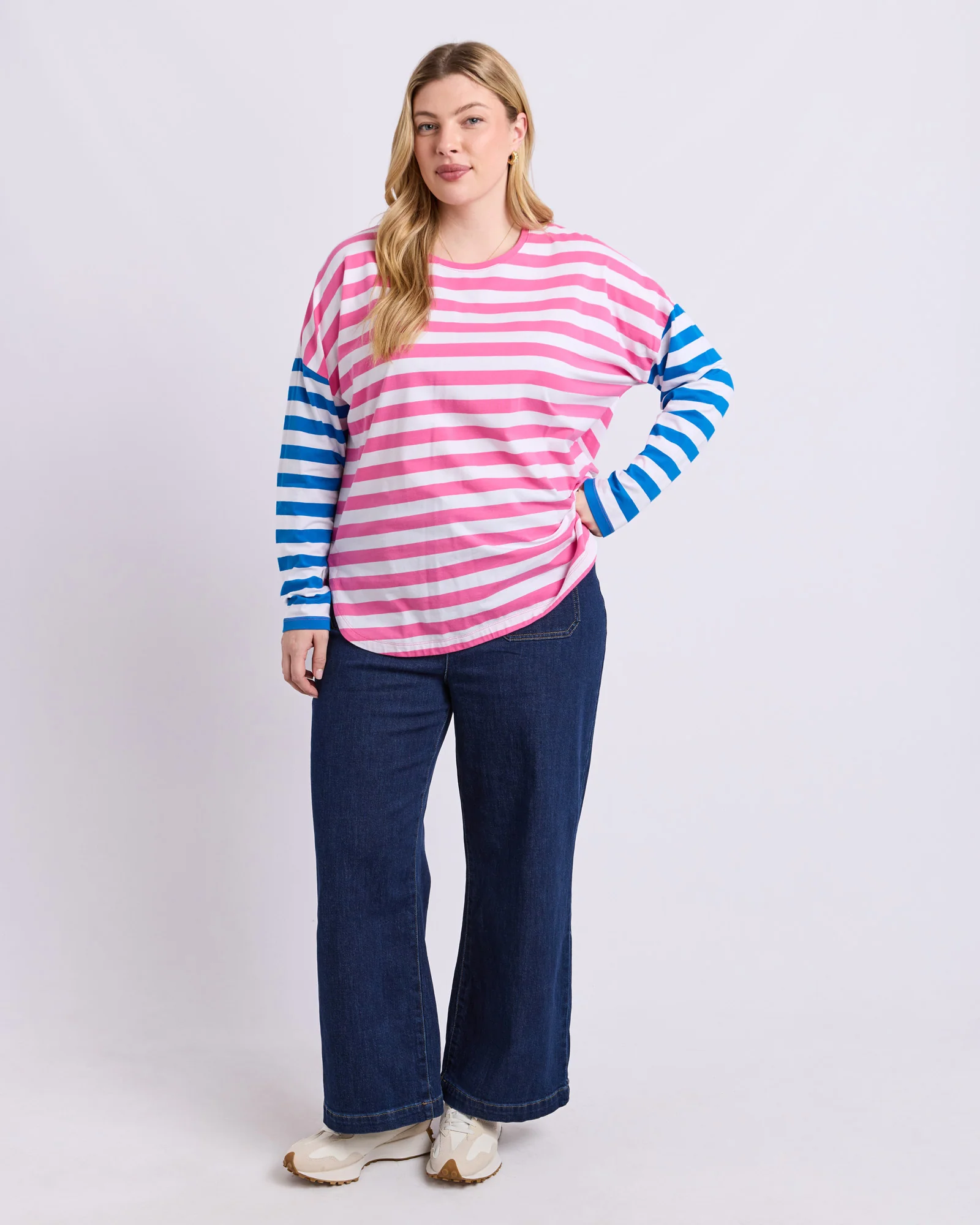 Rouge Stripe Long Sleeve Tee Pink & White Stripe - Image 3