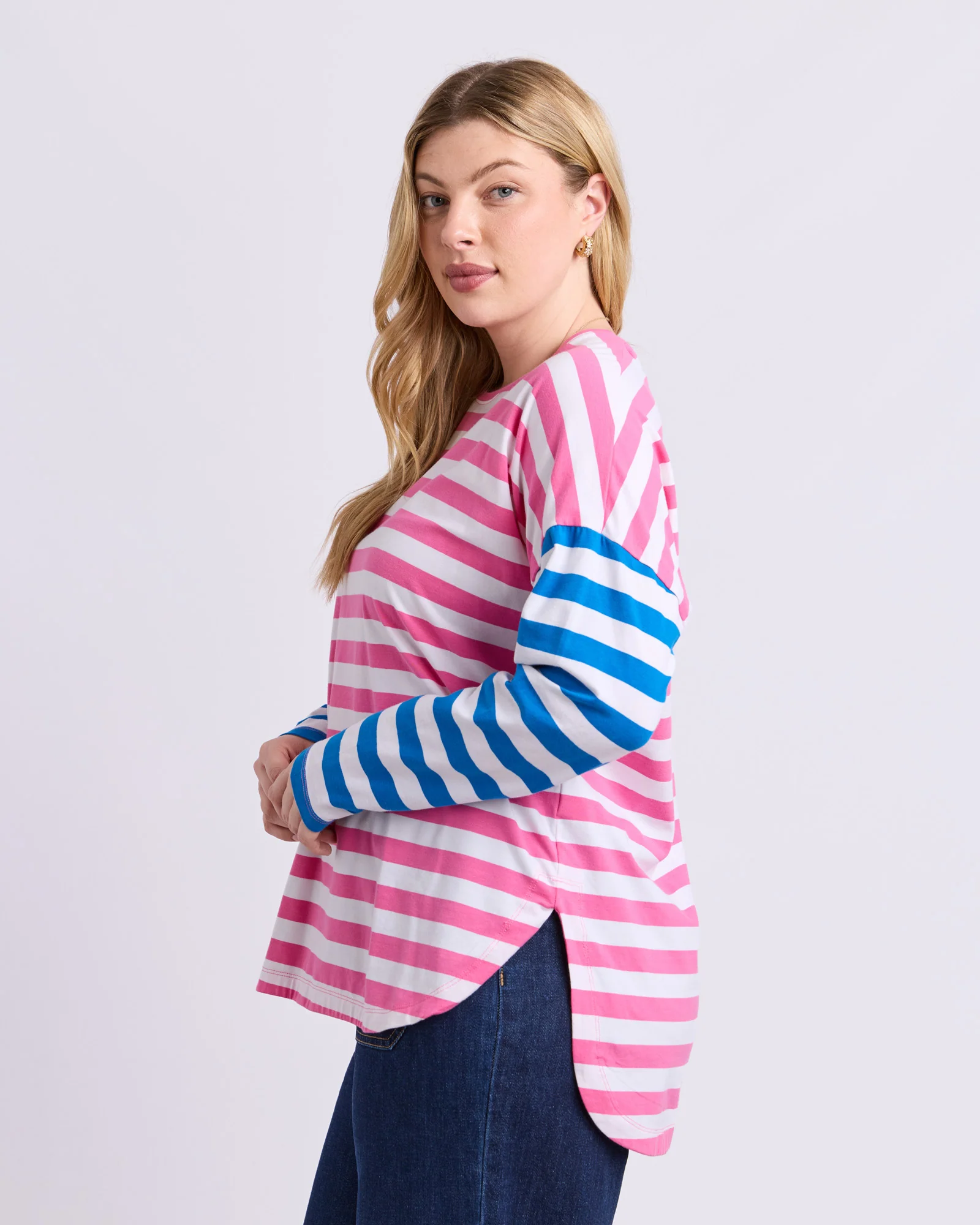 Rouge Stripe Long Sleeve Tee Pink & White Stripe - Image 5