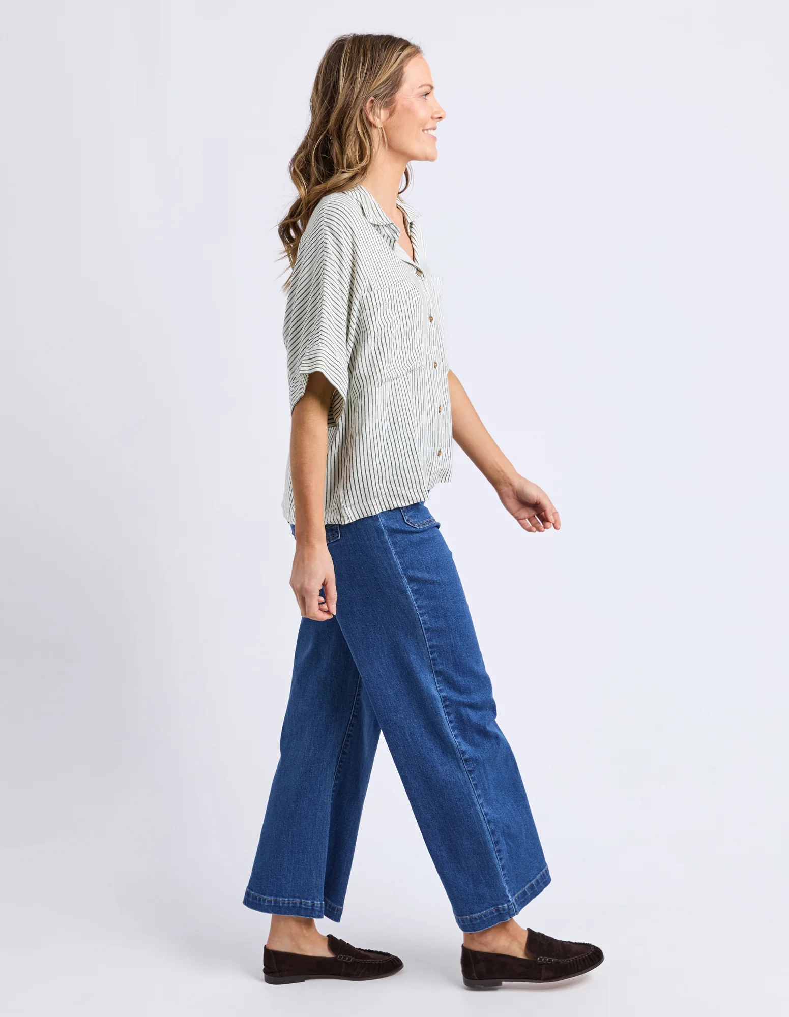Ruth Short Sleeve Shirt Basil Stripe - Image 6
