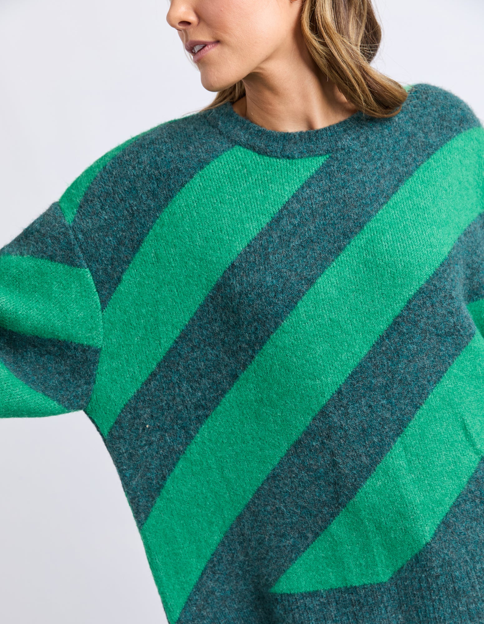 Sage Diagonal Knit Turquoise/Teal Stripe - Image 10