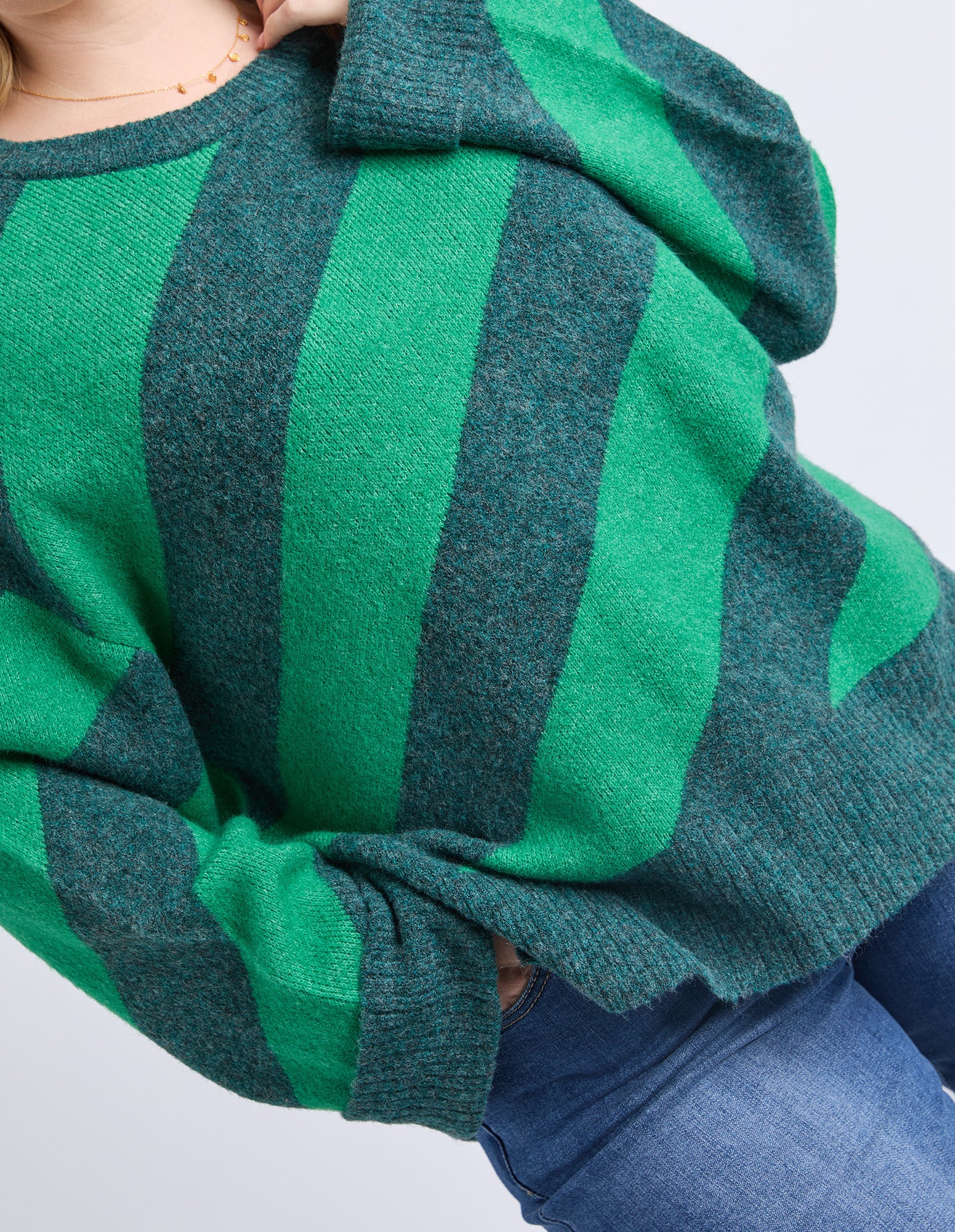 Sage Diagonal Knit Turquoise/Teal Stripe - Image 11