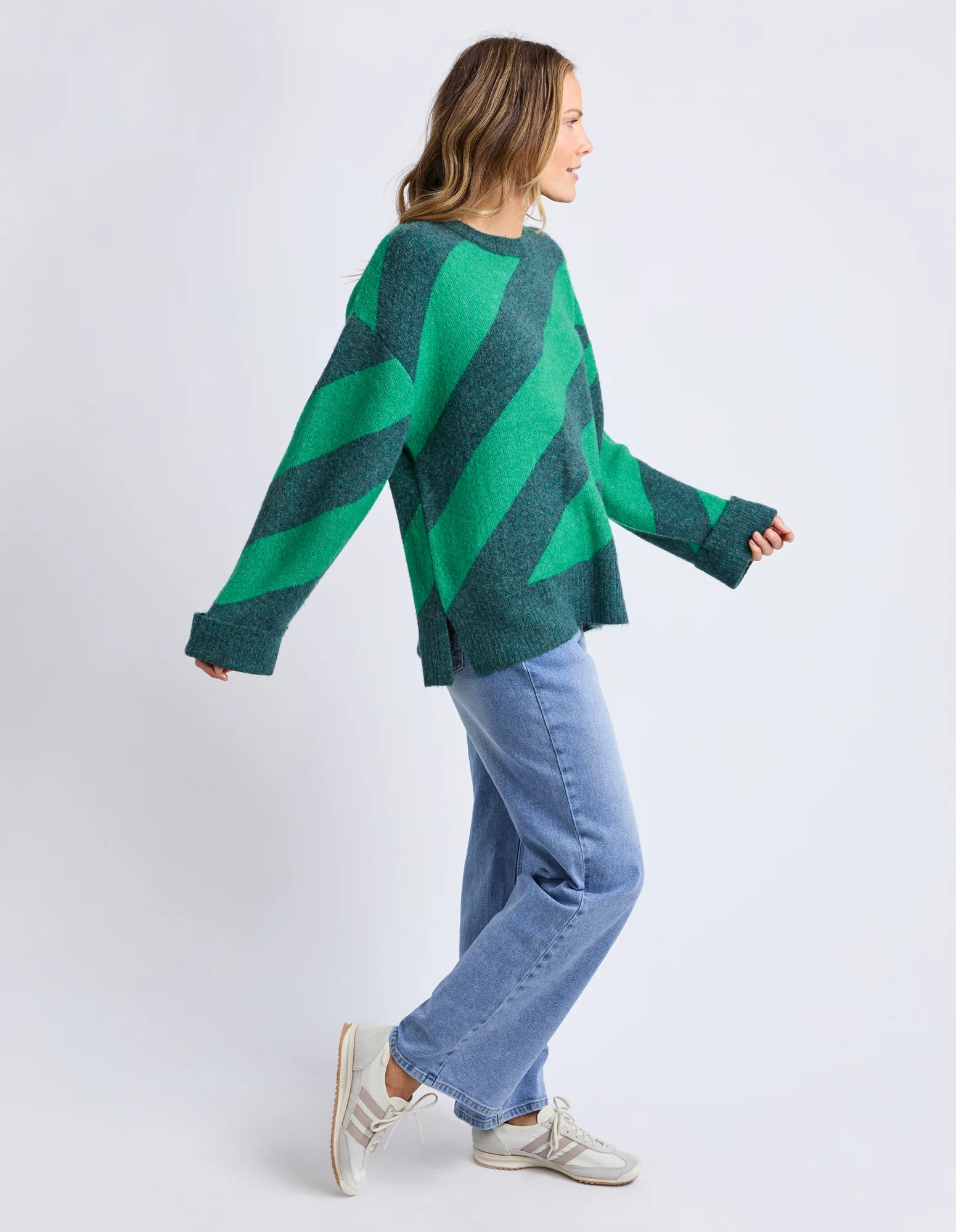 Sage Diagonal Knit Turquoise/Teal Stripe - Image 12