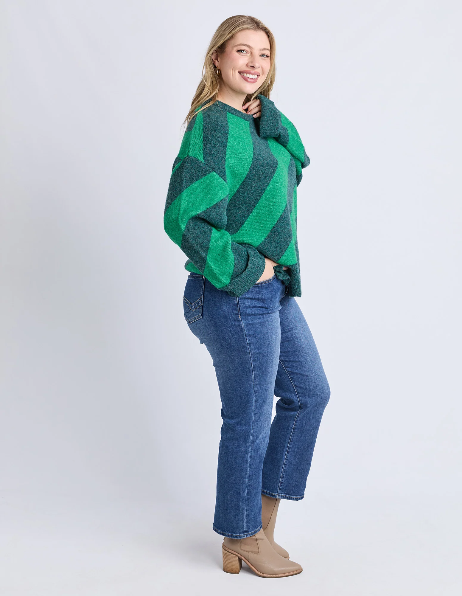 Sage Diagonal Knit Turquoise/Teal Stripe - Image 13