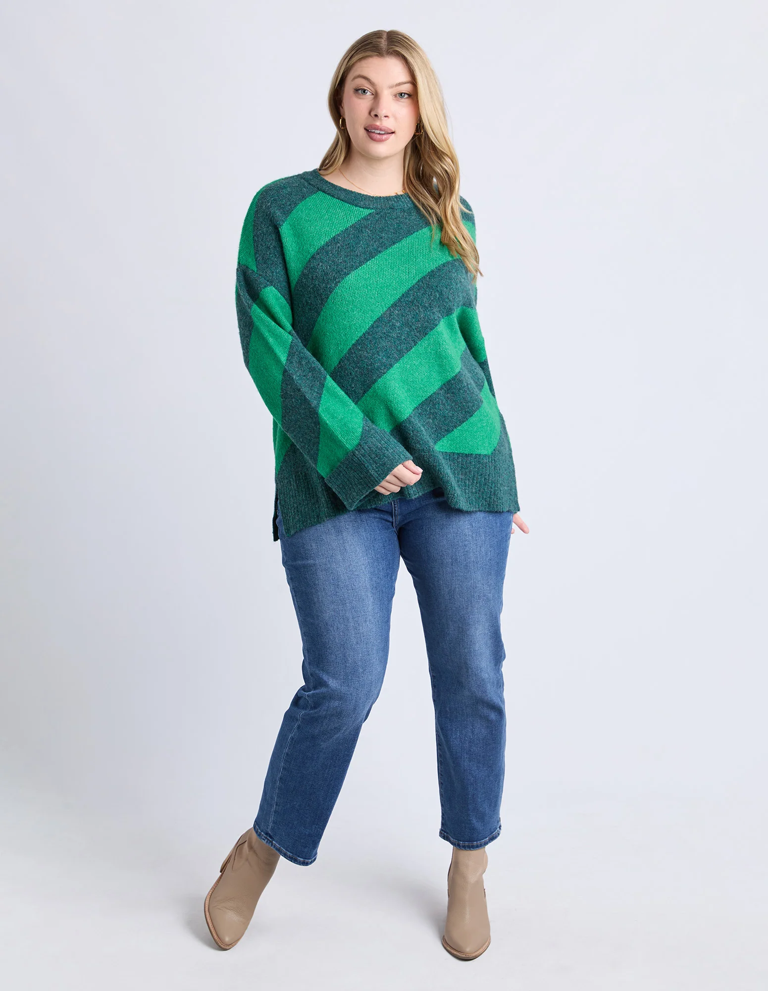 Sage Diagonal Knit Turquoise/Teal Stripe - Image 5
