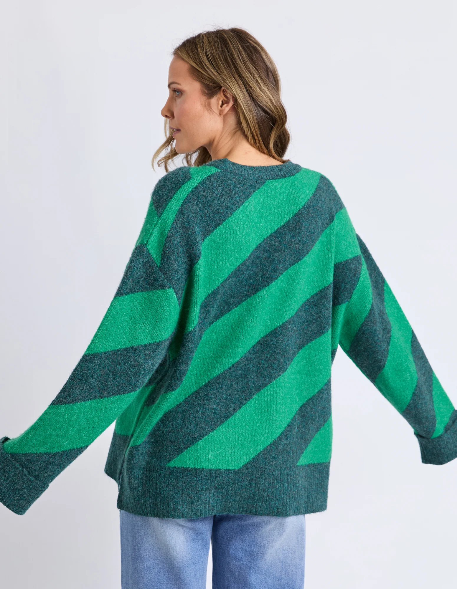 Sage Diagonal Knit Turquoise/Teal Stripe - Image 6