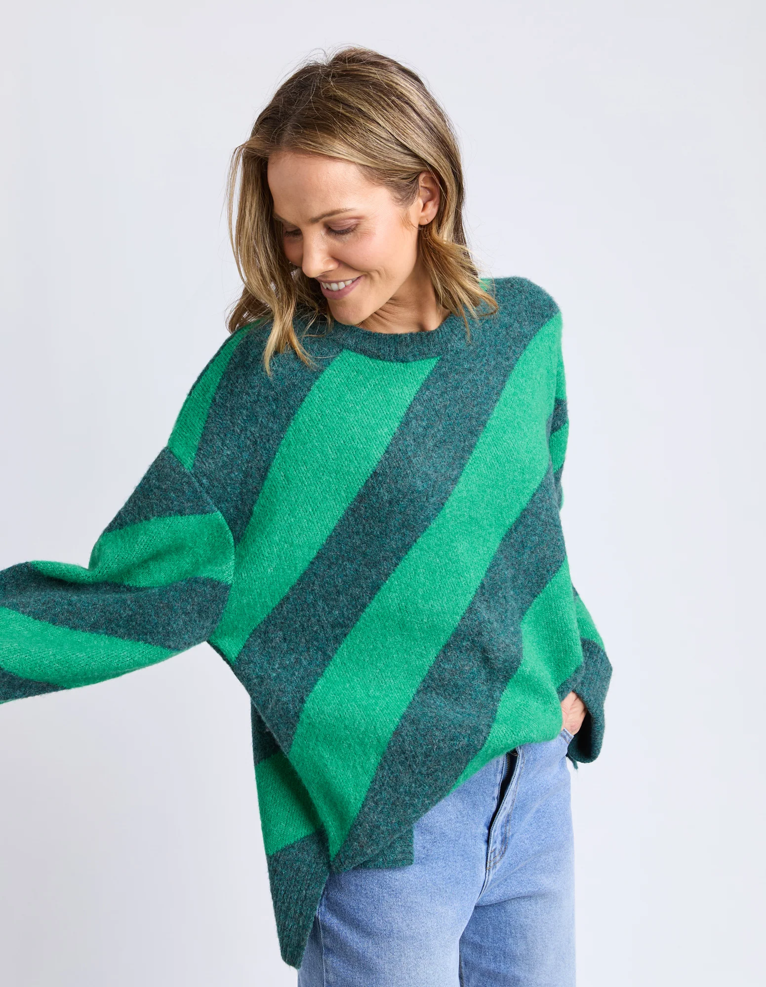 Sage Diagonal Knit Turquoise/Teal Stripe - Image 8