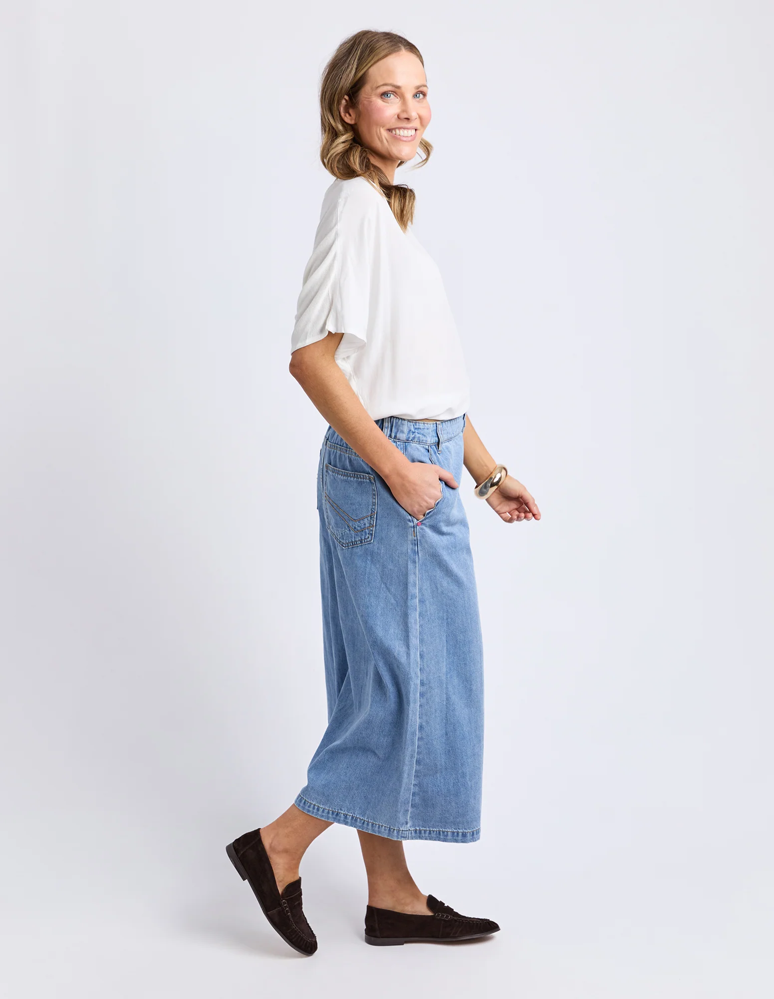 Scallop Edge Denim Skirt Light Blue Wash - Image 6