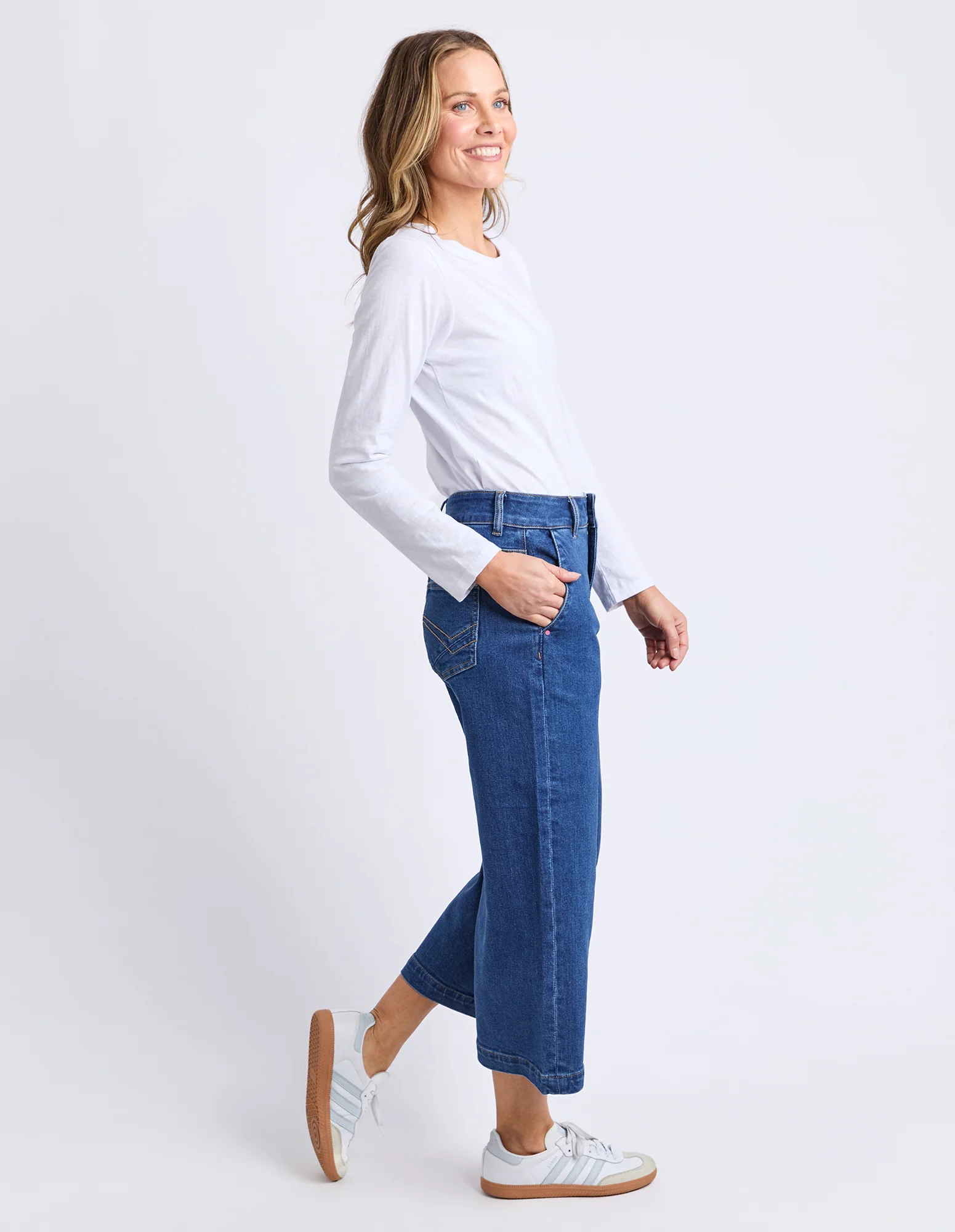 Sidney Cropped Wide Leg Jean Dark Blue Wash - Image 6
