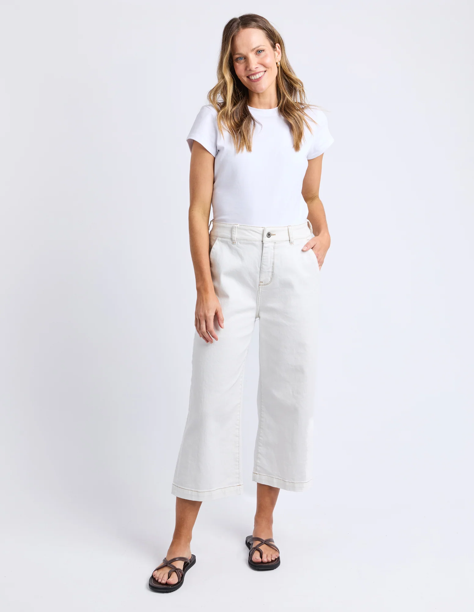 Sidney Cropped Wide Leg Jean Vintage White - Image 12