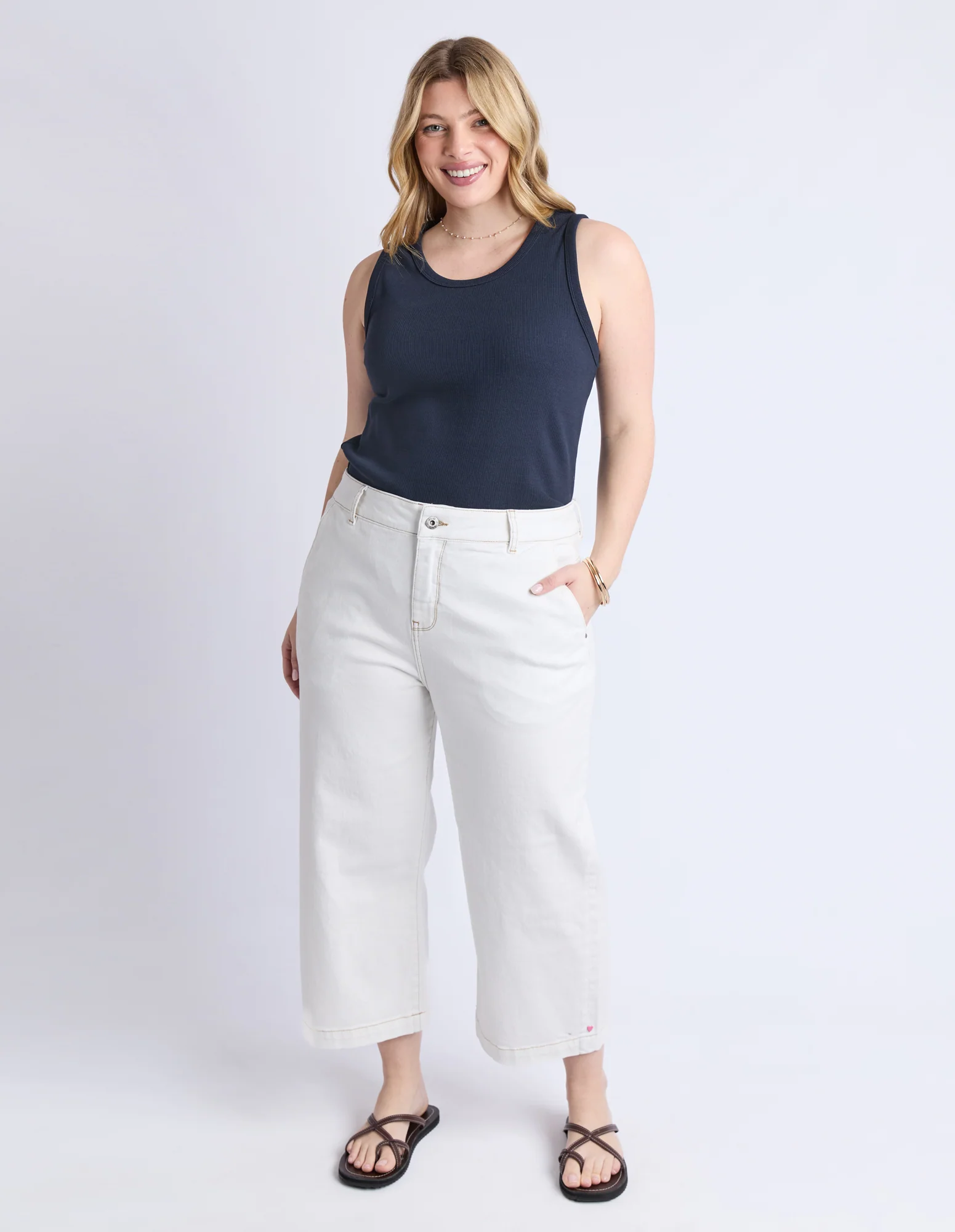 Sidney Cropped Wide Leg Jean Vintage White - Image 3