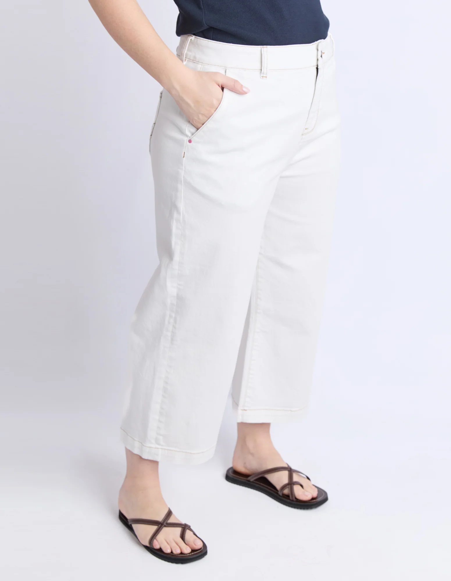 Sidney Cropped Wide Leg Jean Vintage White - Image 5