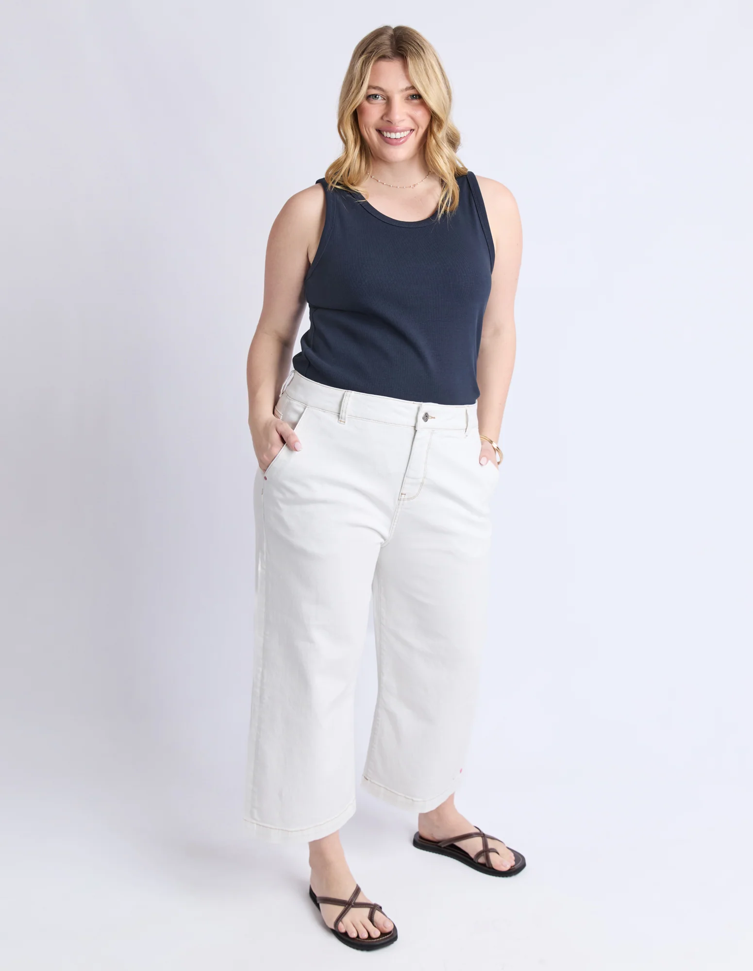 Sidney Cropped Wide Leg Jean Vintage White - Image 7