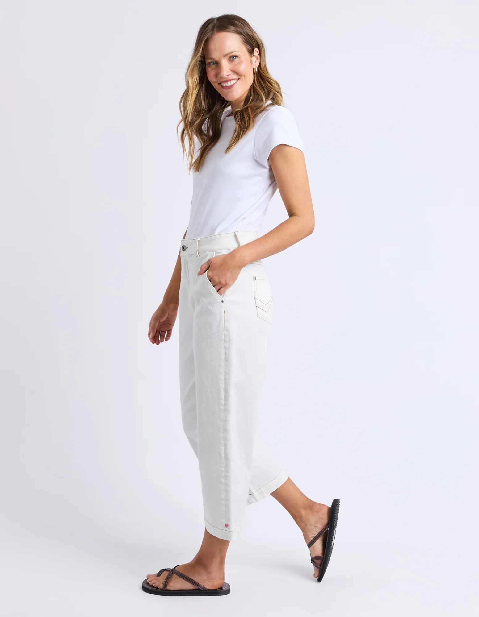 Sidney Cropped Wide Leg Jean Vintage White - Image 8