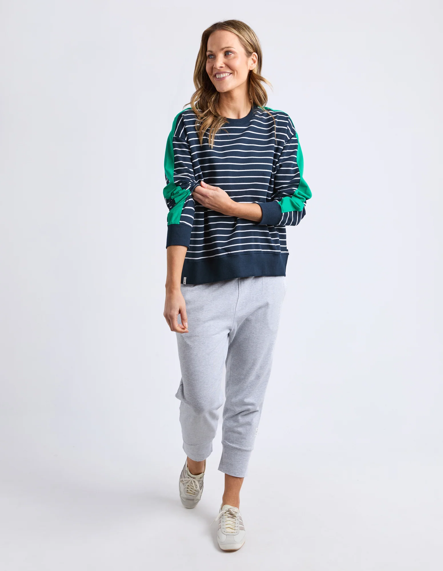 Sloane Crew Stripe Navy/White/Turquoise - Image 2