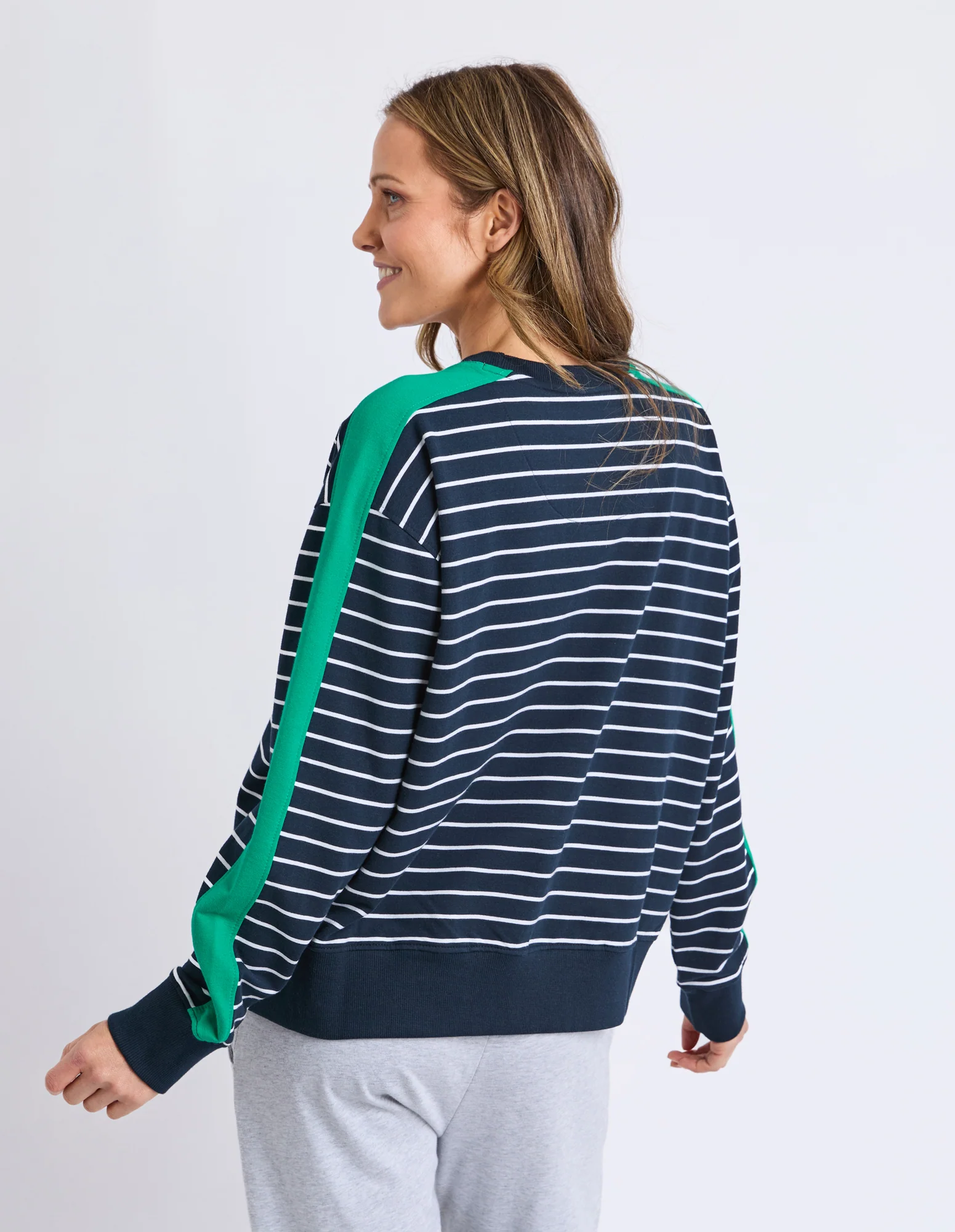 Sloane Crew Stripe Navy/White/Turquoise - Image 3