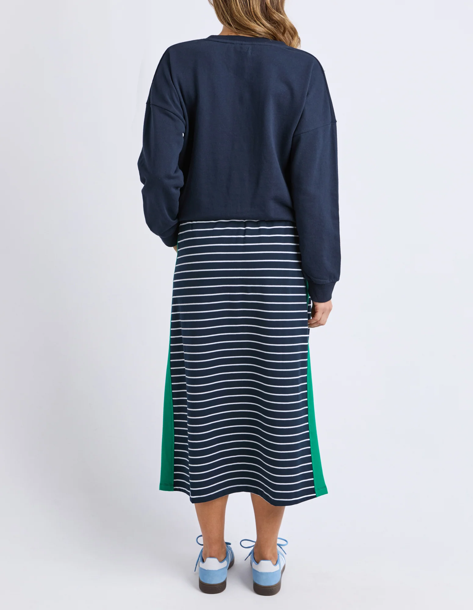 Sloane Skirt Stripe Navy/Whiter/Turquoise - Image 3