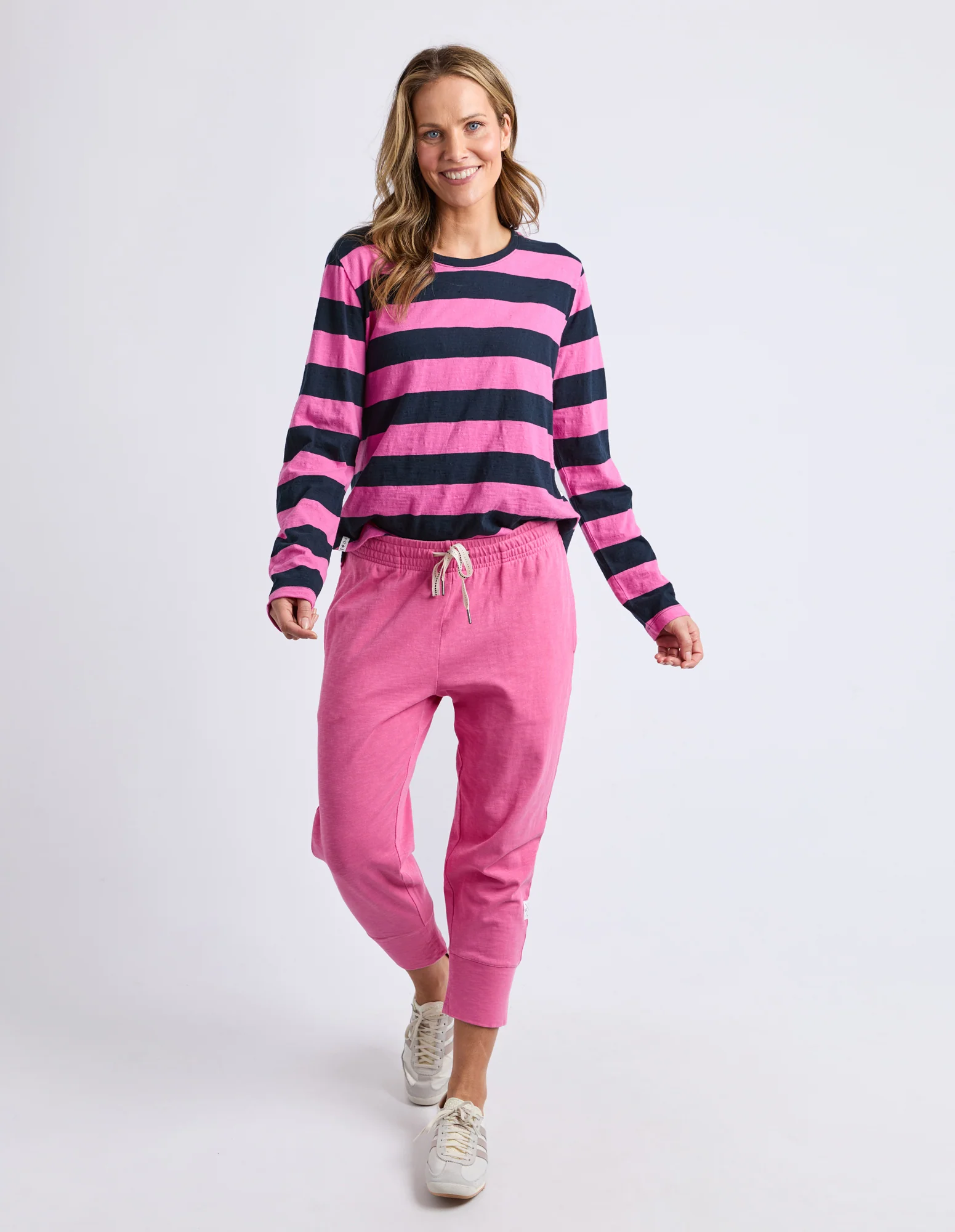 Spritz Stripe Long Sleeve Tee Hot Pink/Navy - Image 2