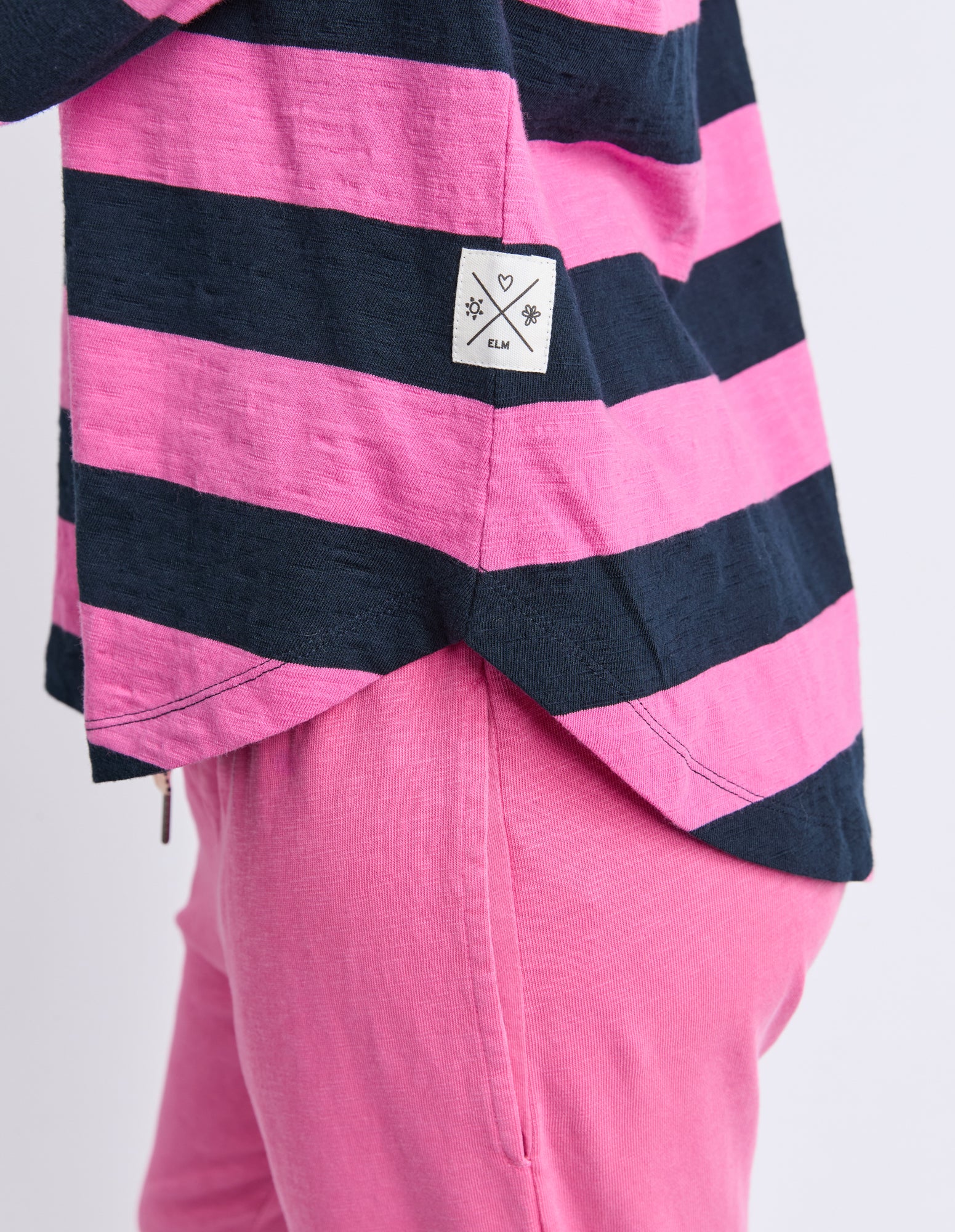 Spritz Stripe Long Sleeve Tee Hot Pink/Navy - Image 5