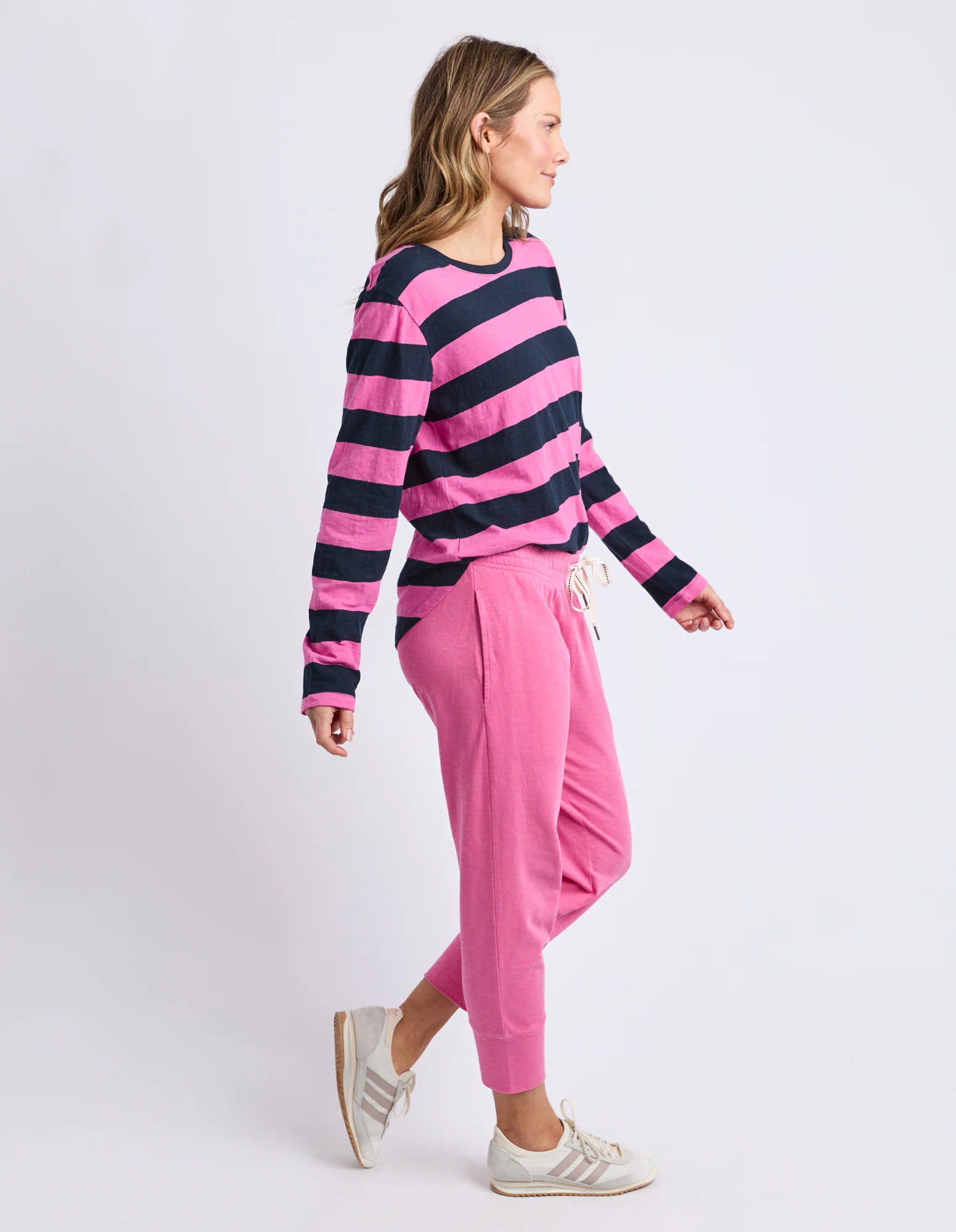 Spritz Stripe Long Sleeve Tee Hot Pink/Navy - Image 6