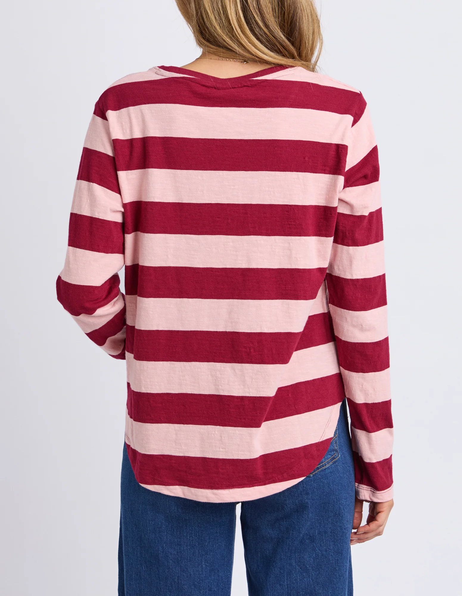 Spritz Stripe Long Sleeve Tee Maroon/Rose - Image 5