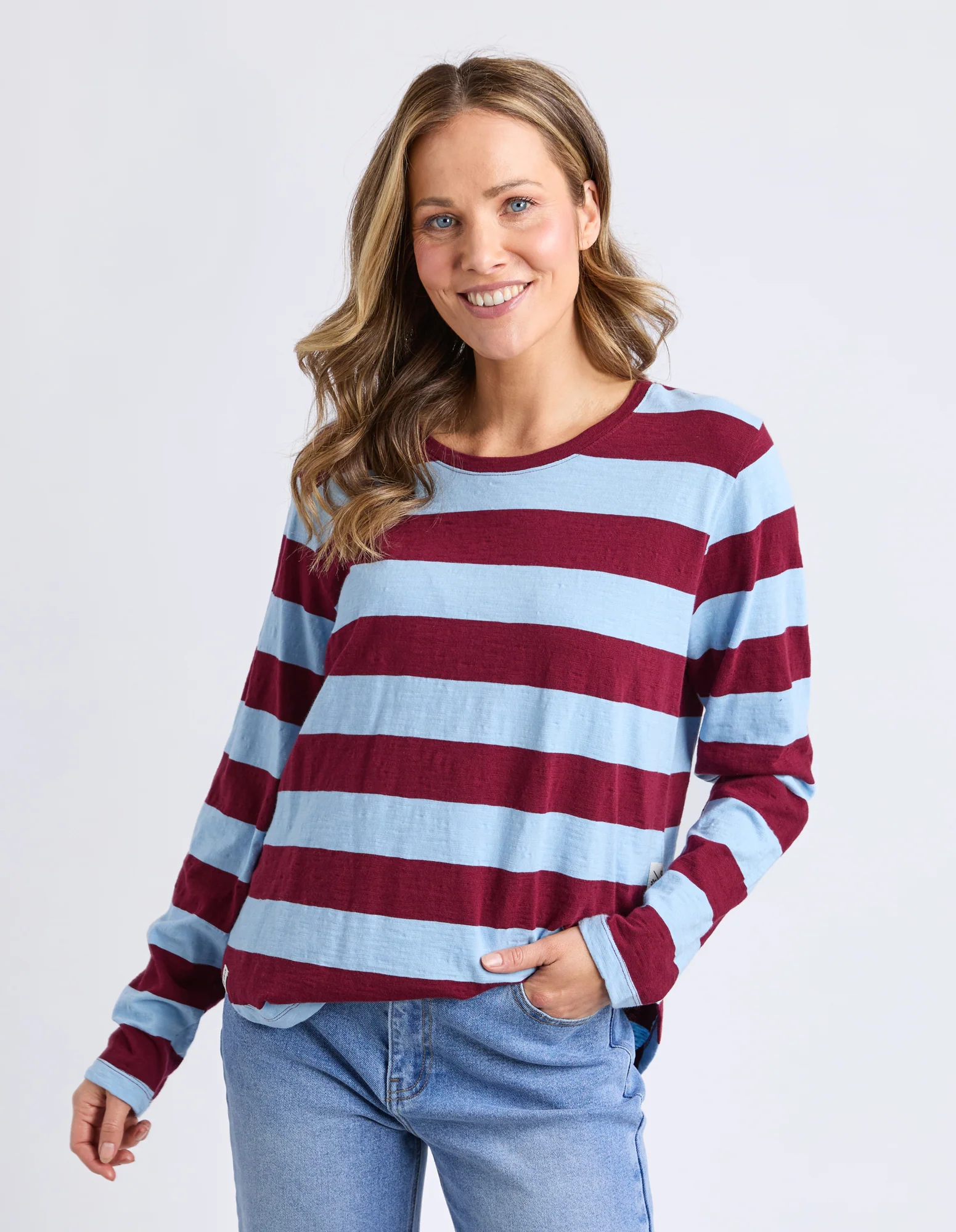 Spritz Stripe Long Sleeve Tee Plum Stripe