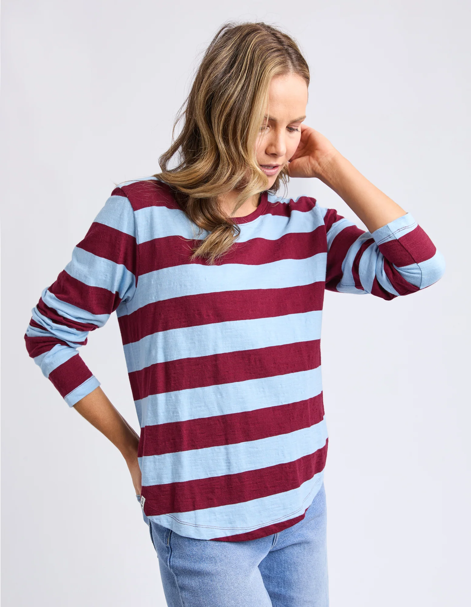 Spritz Stripe Long Sleeve Tee Plum Stripe - Image 4