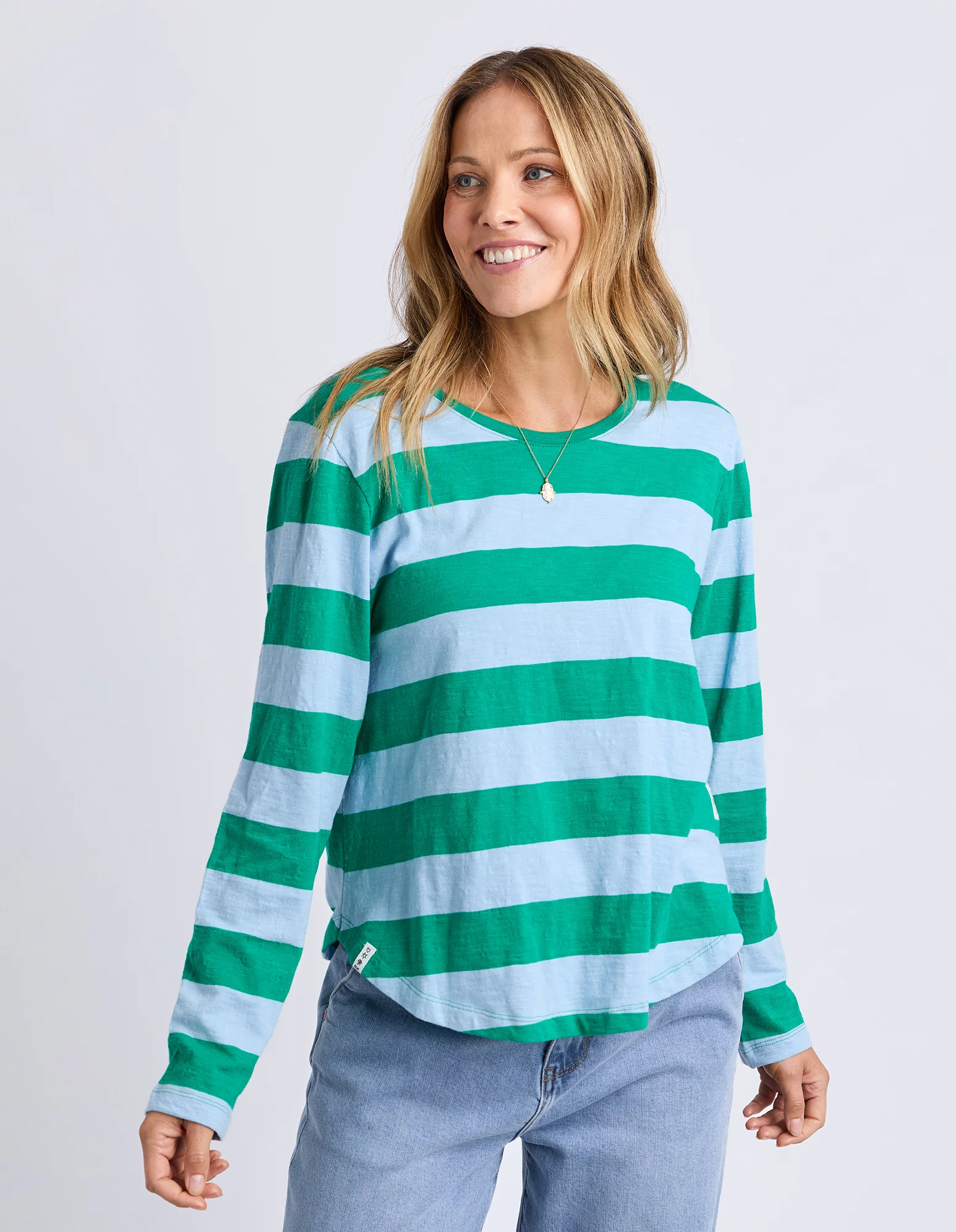 Spritz Stripe Long Sleeve Tee Turquoise/Light Blue