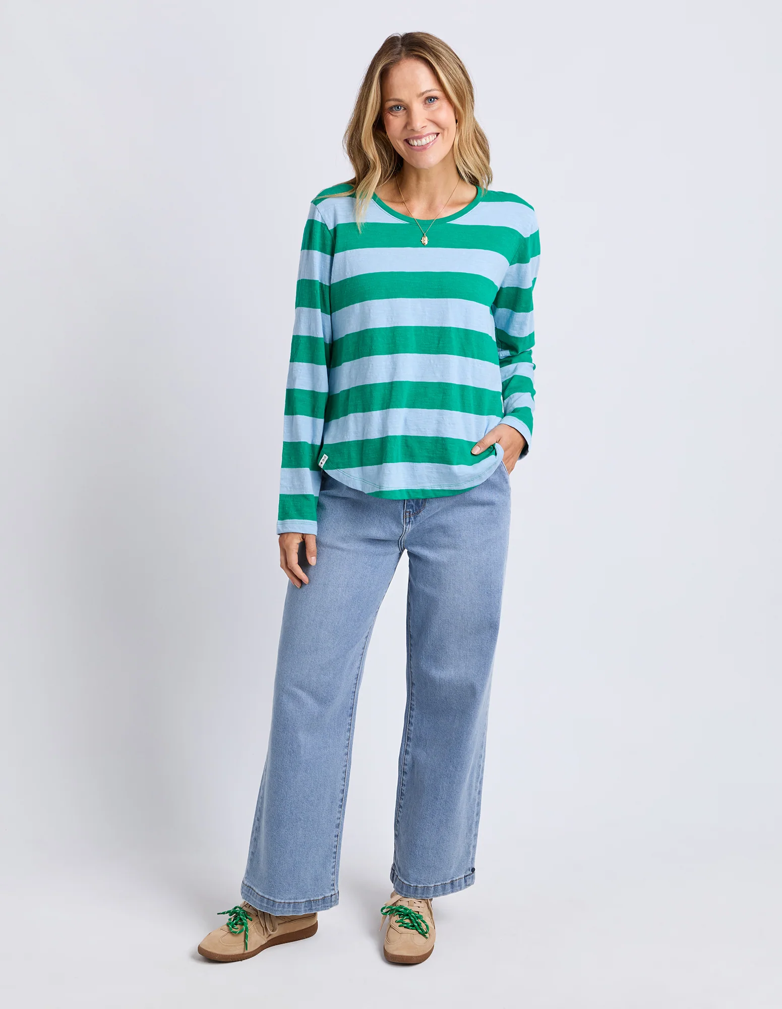 Spritz Stripe Long Sleeve Tee Turquoise/Light Blue - Image 2