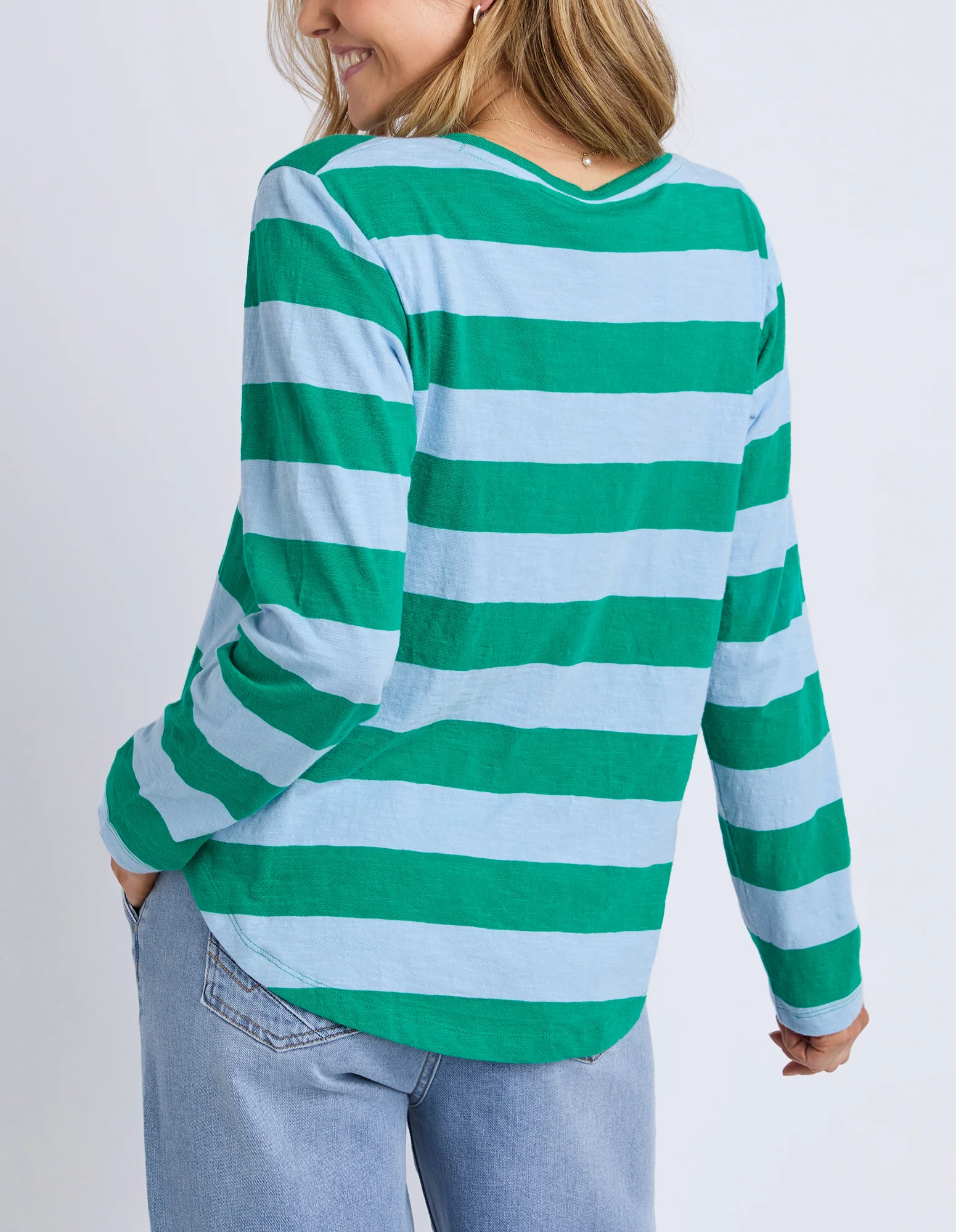 Spritz Stripe Long Sleeve Tee Turquoise/Light Blue - Image 3