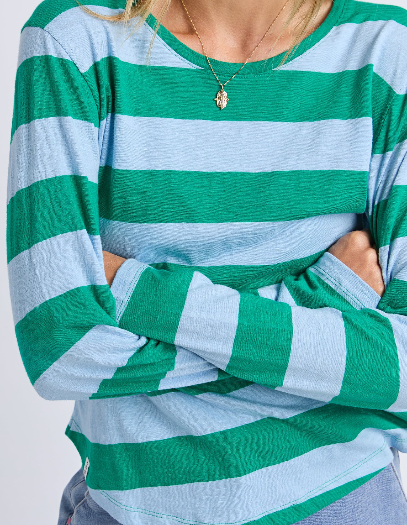 Spritz Stripe Long Sleeve Tee Turquoise/Light Blue - Image 5