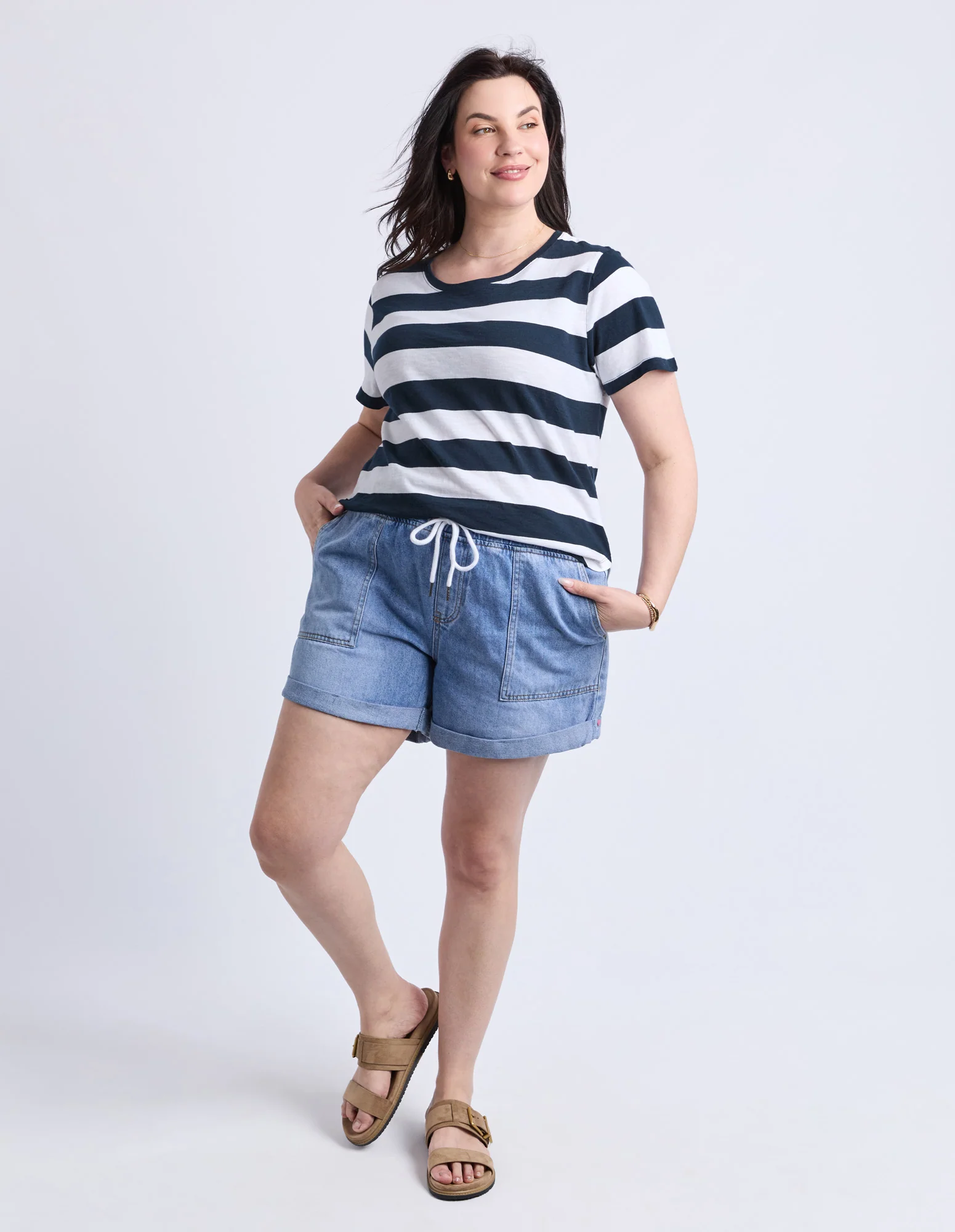 Spritz Short Sleeve Tee Navy & White Stripe - Image 3