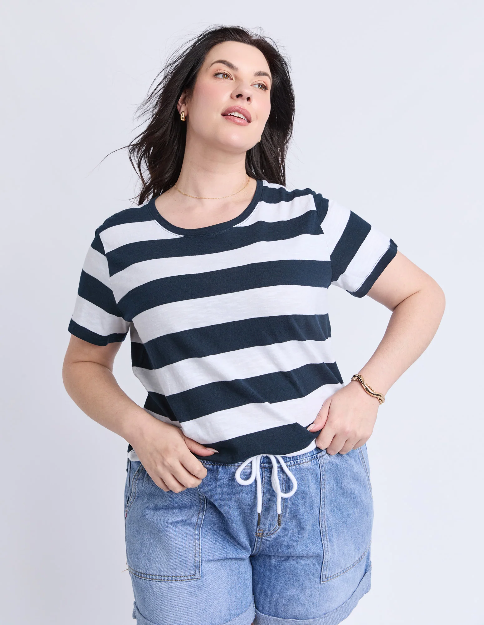 Spritz Short Sleeve Tee Navy & White Stripe - Image 5