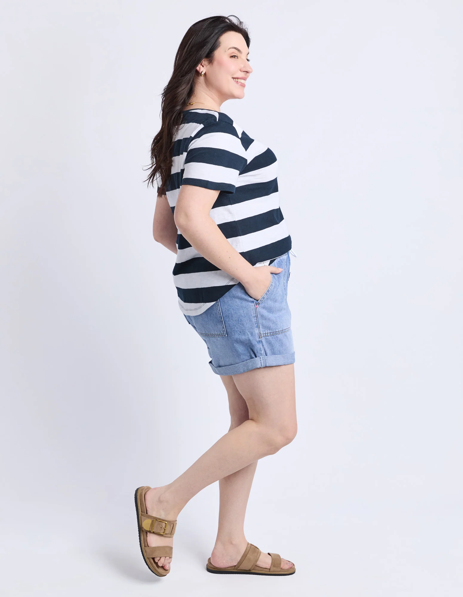 Spritz Short Sleeve Tee Navy & White Stripe - Image 7