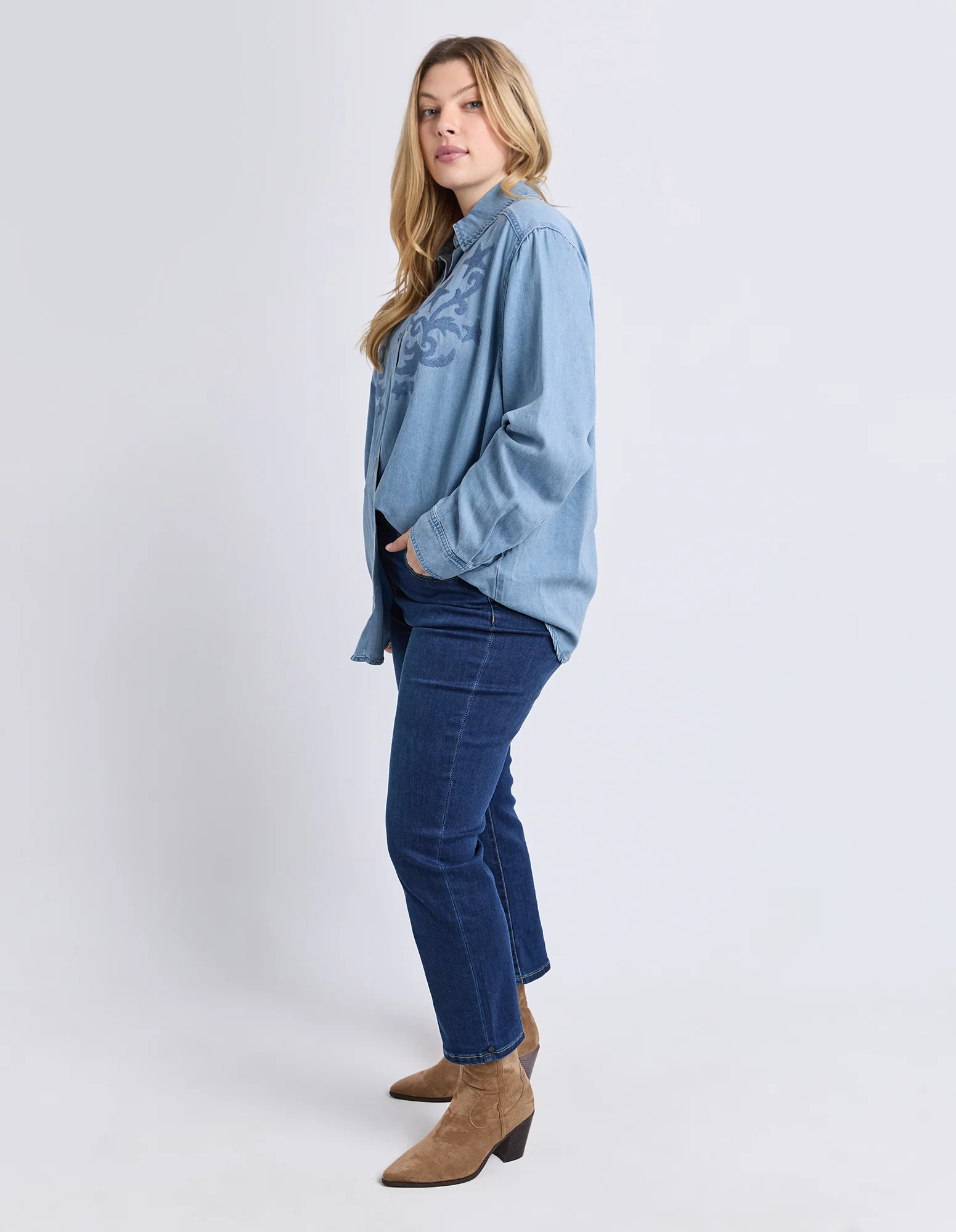 Star Denim Shirt Light Blue Wash - Image 12