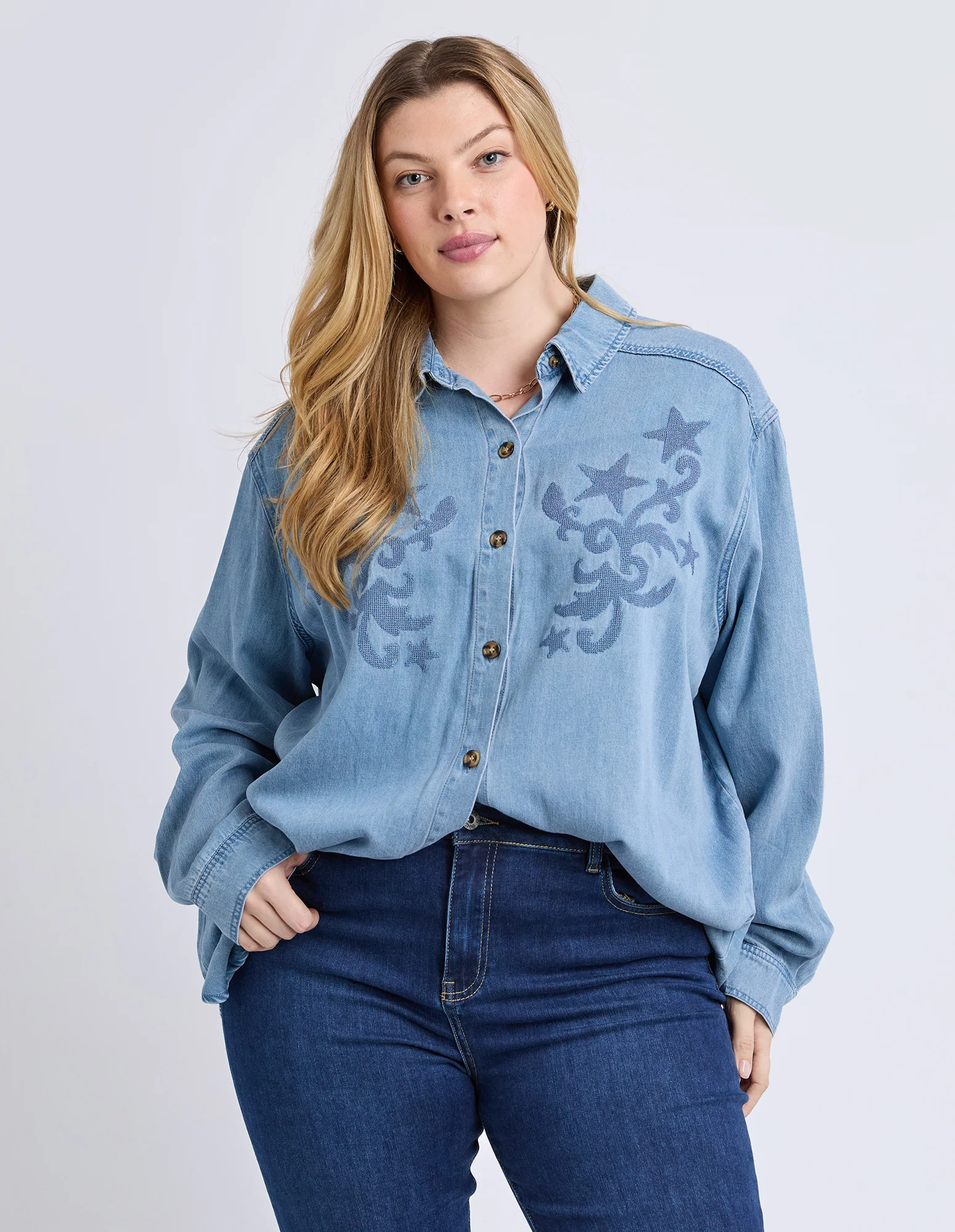 Star Denim Shirt Light Blue Wash - Image 2