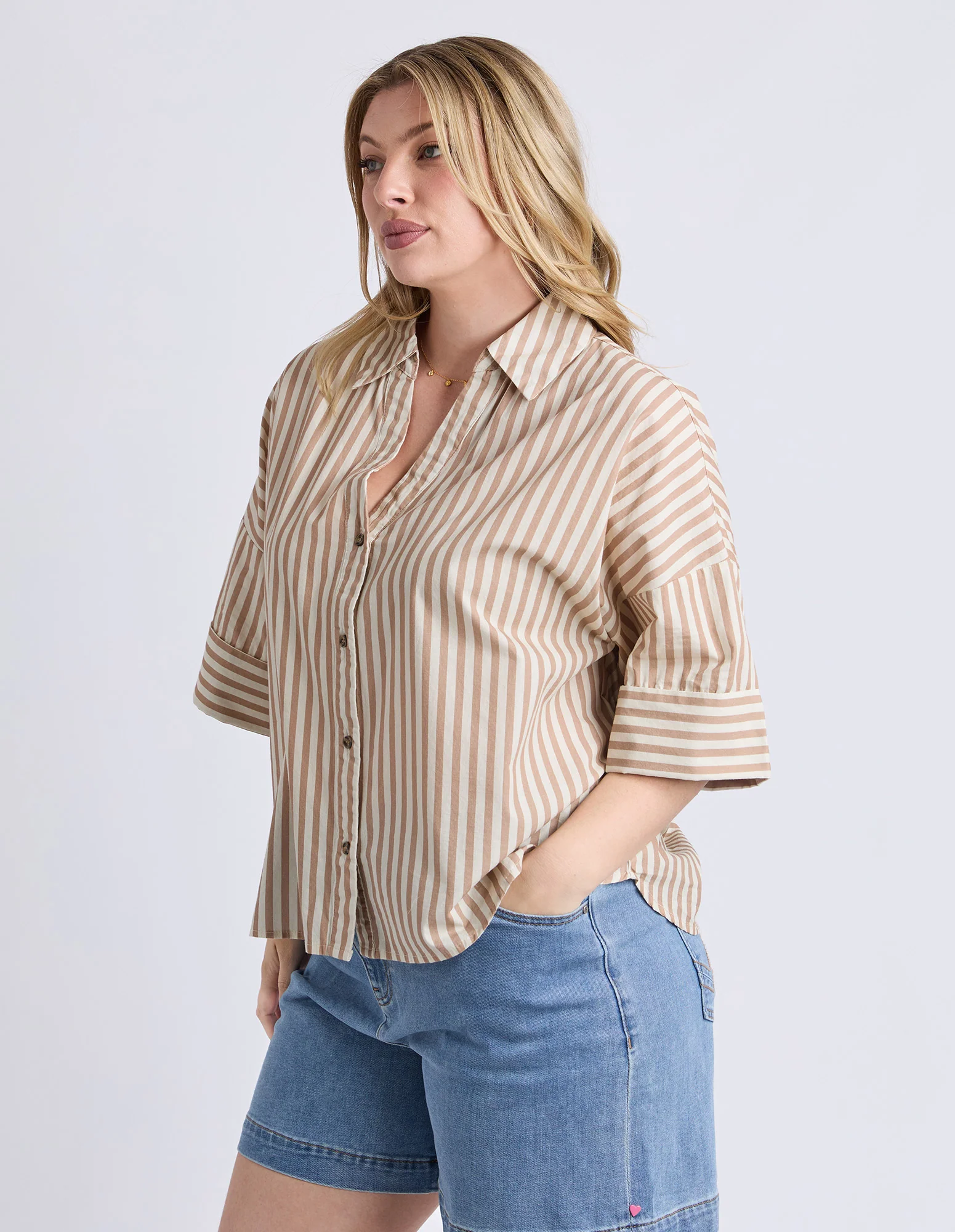Striped Holiday Shirt Natural - Image 5