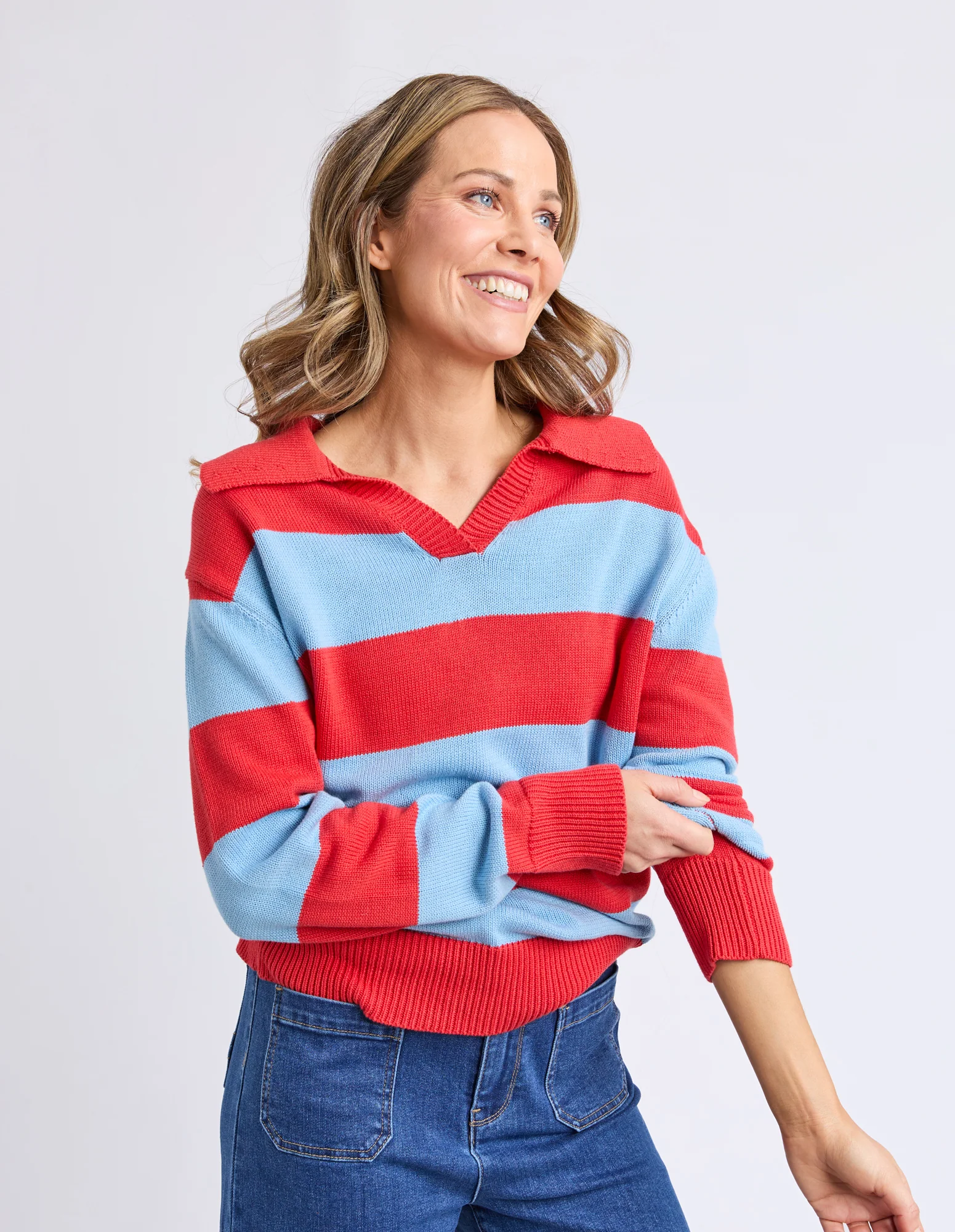 Striped Knit Polo Bright Red Stripe - Image 5