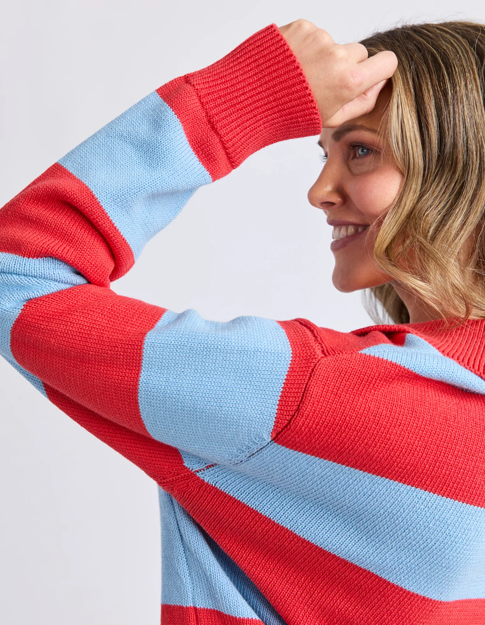 Striped Knit Polo Bright Red Stripe - Image 6
