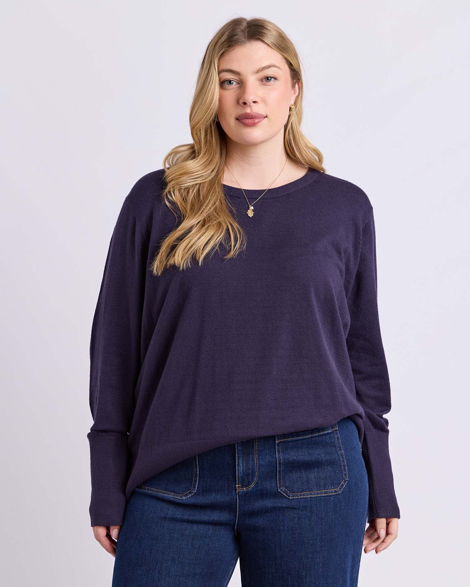 Sunny Long Sleeve Knit Top Classic Navy - Image 2