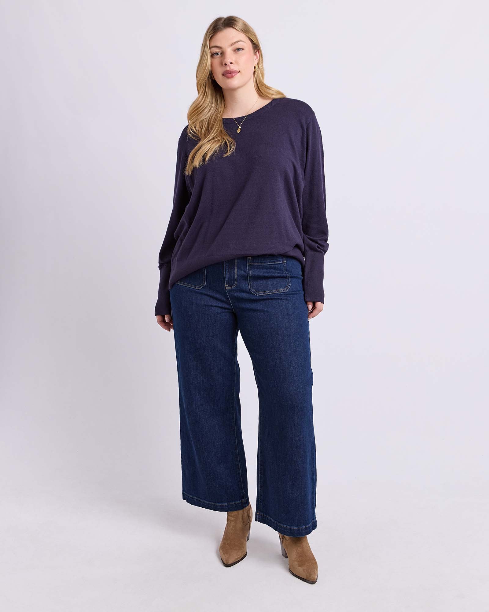 Sunny Long Sleeve Knit Top Classic Navy - Image 4