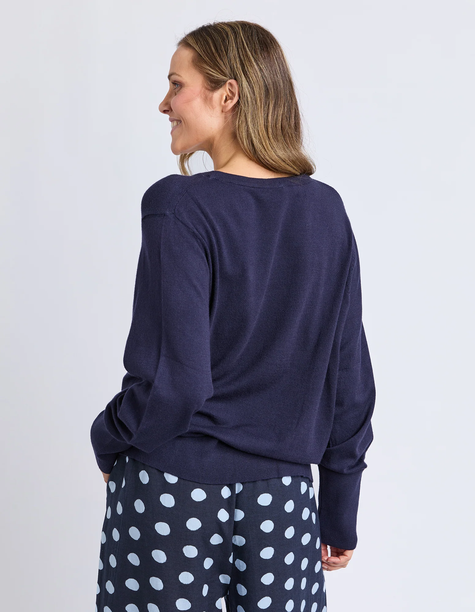 Sunny Long Sleeve Knit Top Classic Navy - Image 5