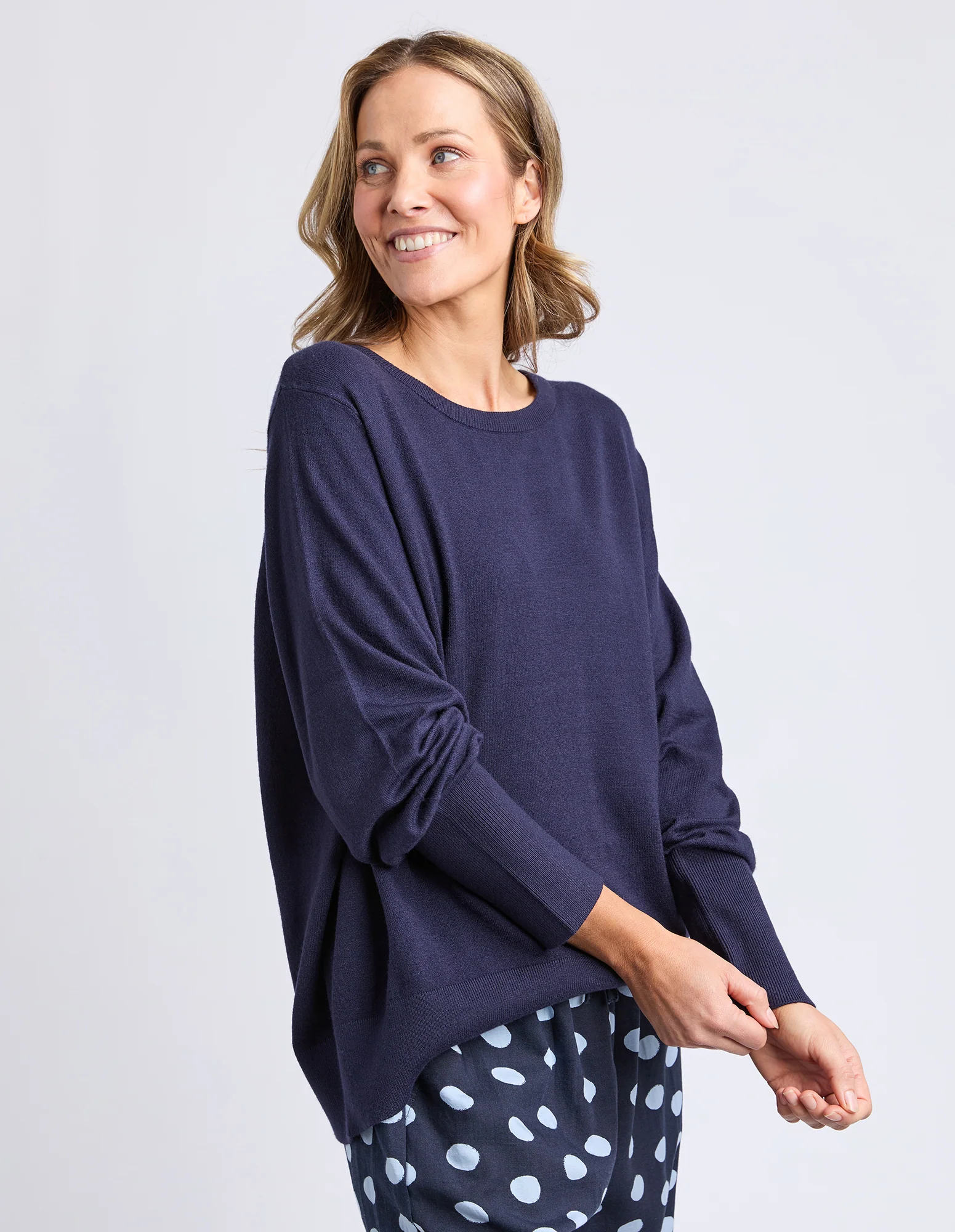 Sunny Long Sleeve Knit Top Classic Navy - Image 7