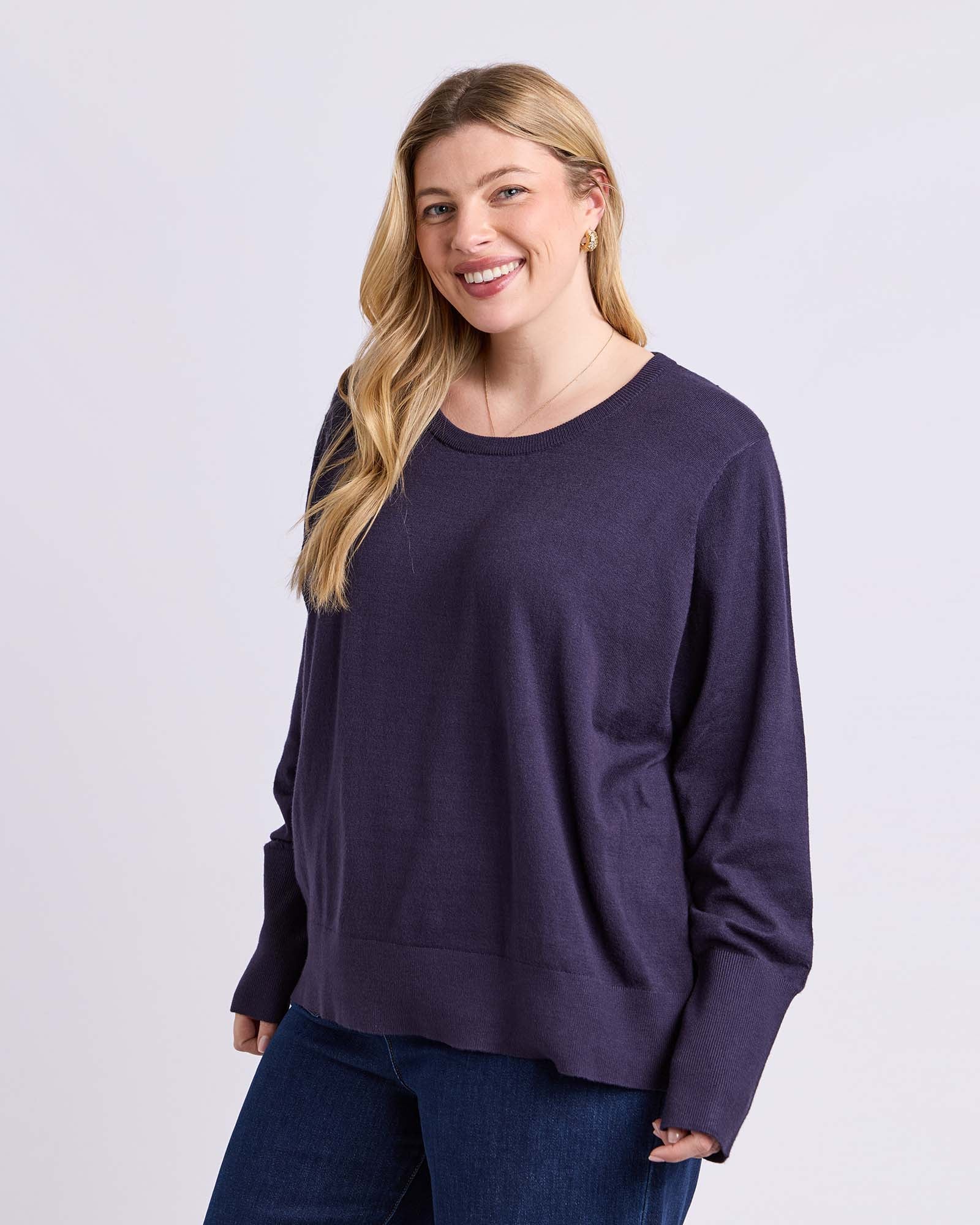 Sunny Long Sleeve Knit Top Classic Navy - Image 8