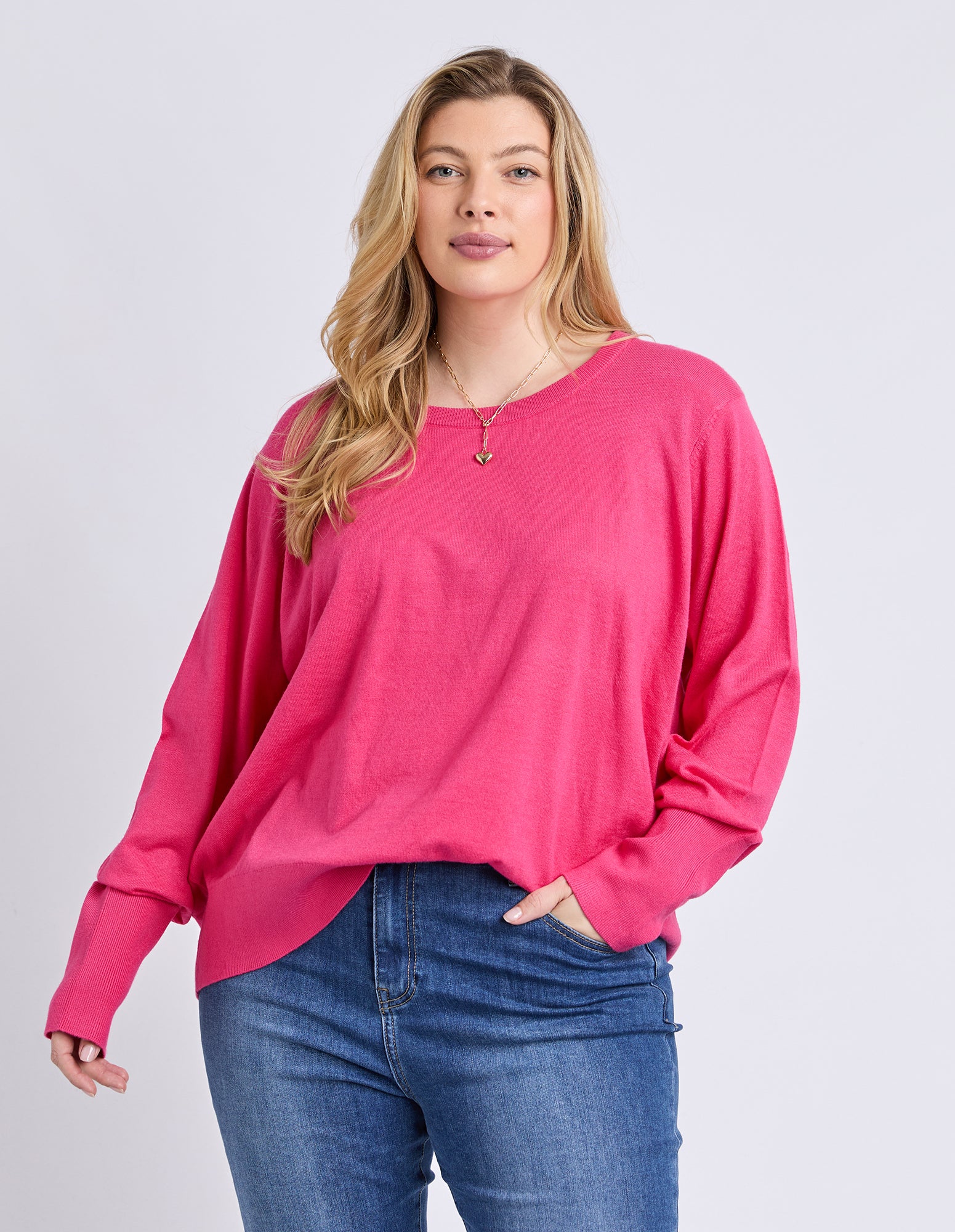 Sunny Long Sleeve Knit Top Hot Pink - Image 3